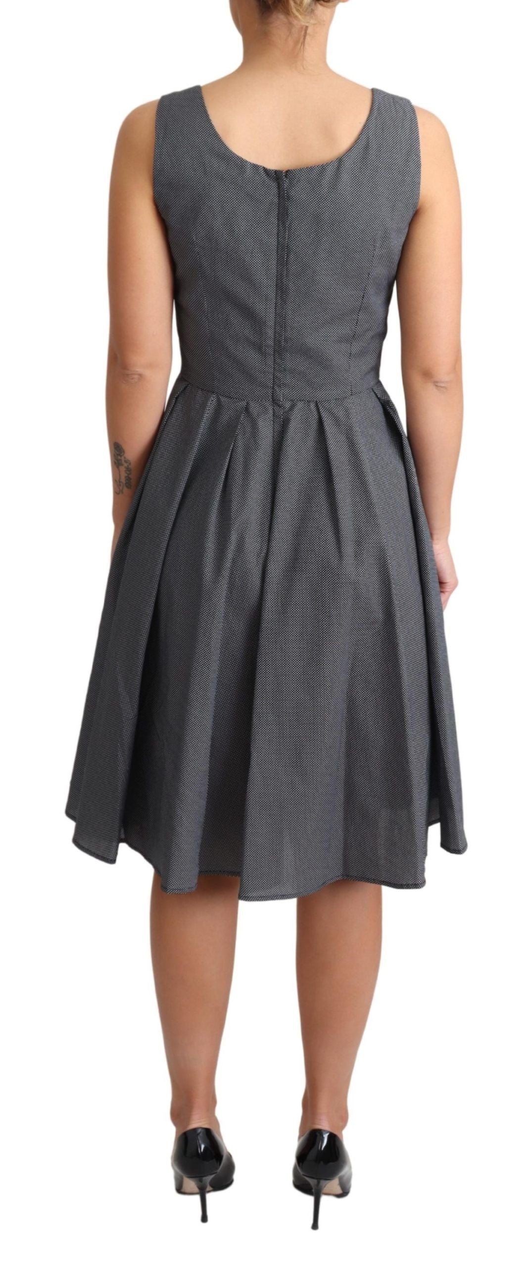 Dolce & Gabbana Black Polka Dotted Cotton A-Line Dress Dolce & Gabbana