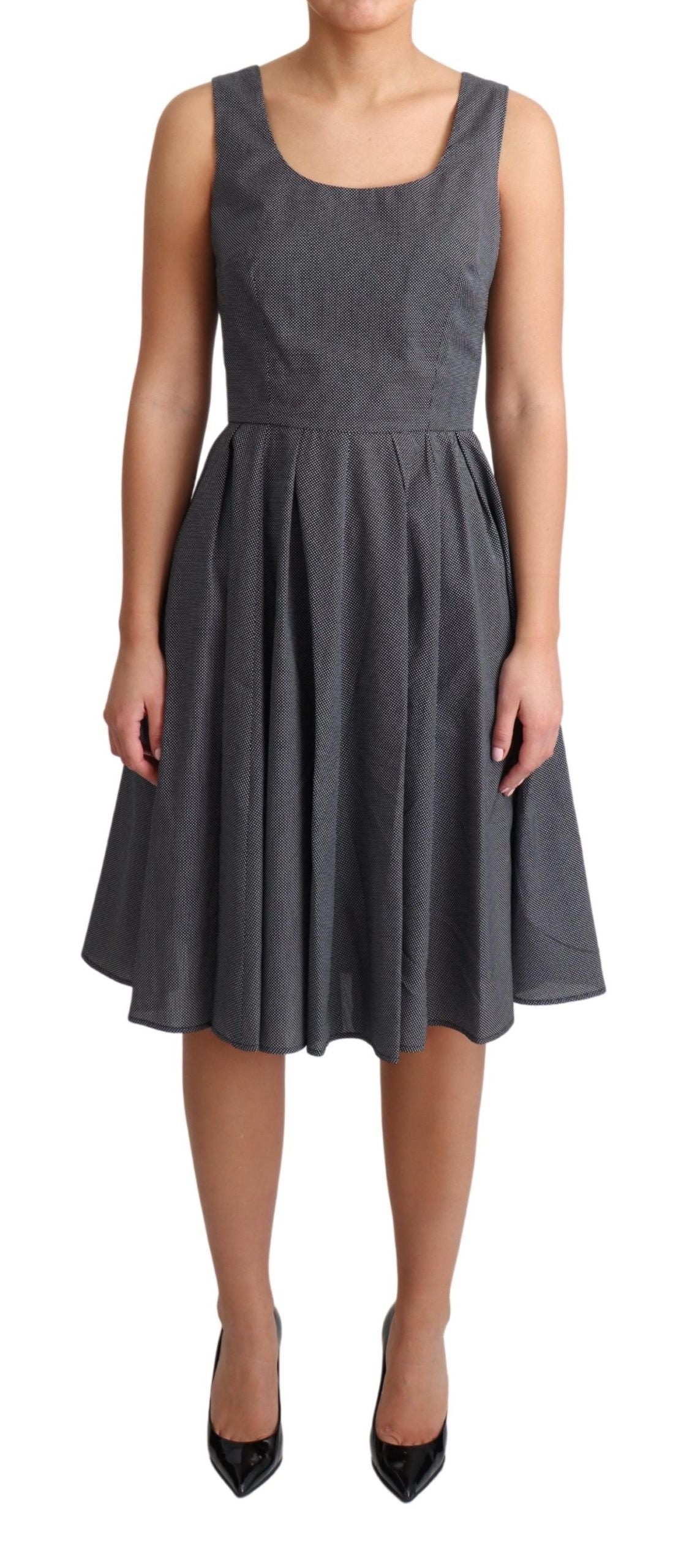 Dolce & Gabbana Black Polka Dotted Cotton A-Line Dress Dolce & Gabbana