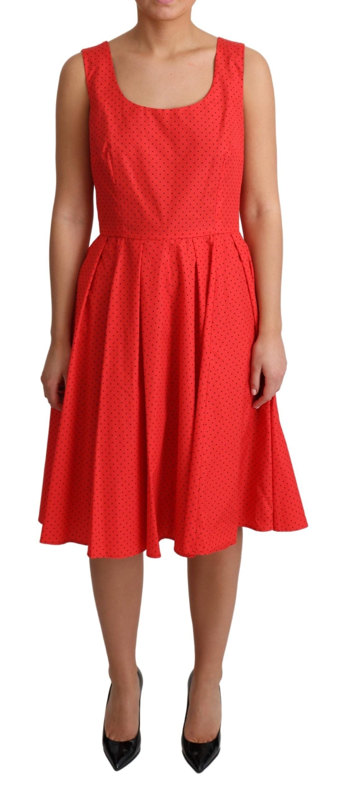 Dolce & Gabbana Red Polka Dotted Cotton A-Line Dress Dolce & Gabbana