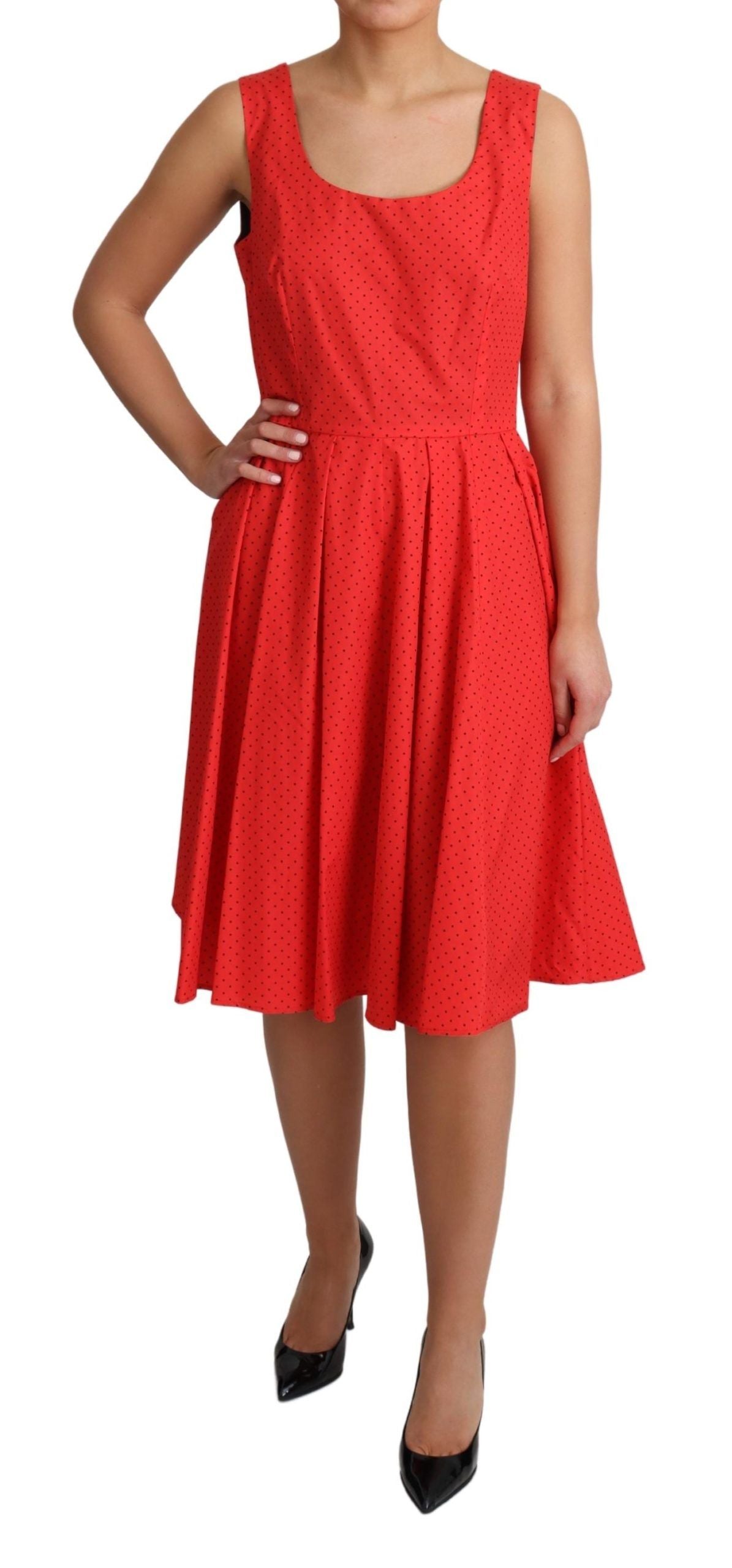 Dolce & Gabbana Red Polka Dotted Cotton A-Line Dress Dolce & Gabbana