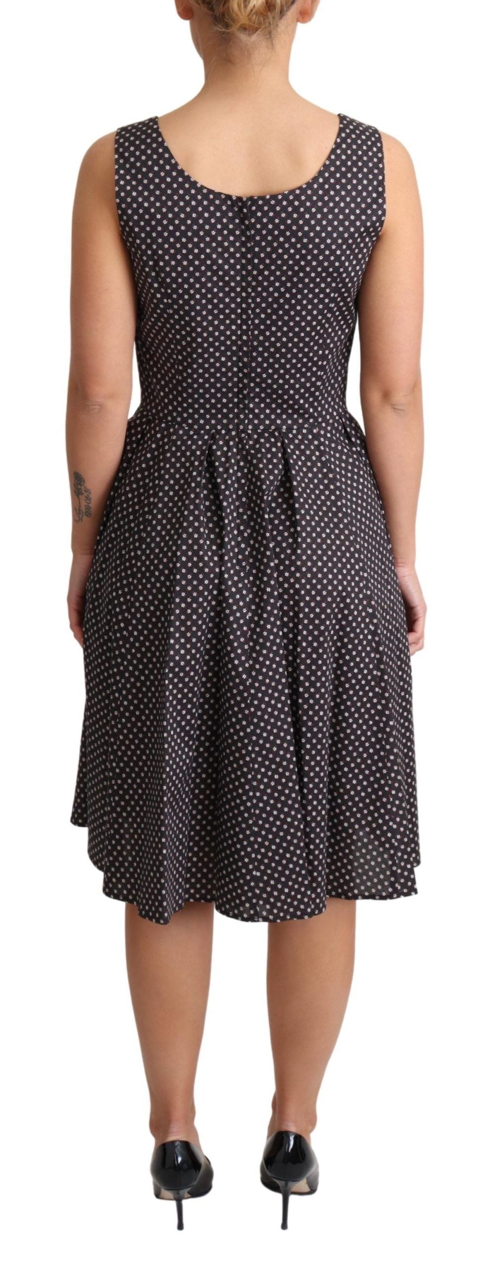 Dolce & Gabbana Black Floral Cotton A-Line Stretch Dress Dolce & Gabbana