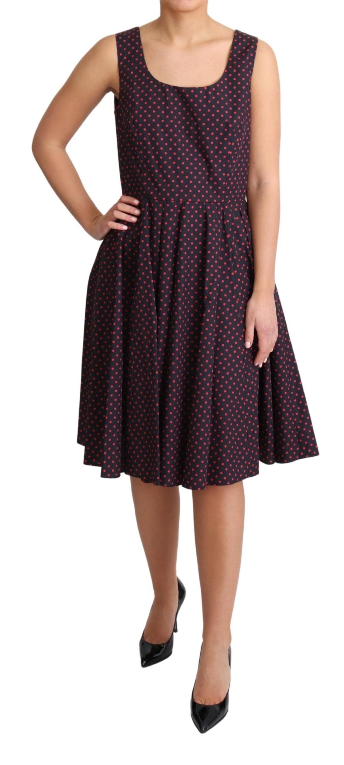 Dolce & Gabbana Red Blue Polka Cotton A-Line Gown Dress Dolce & Gabbana