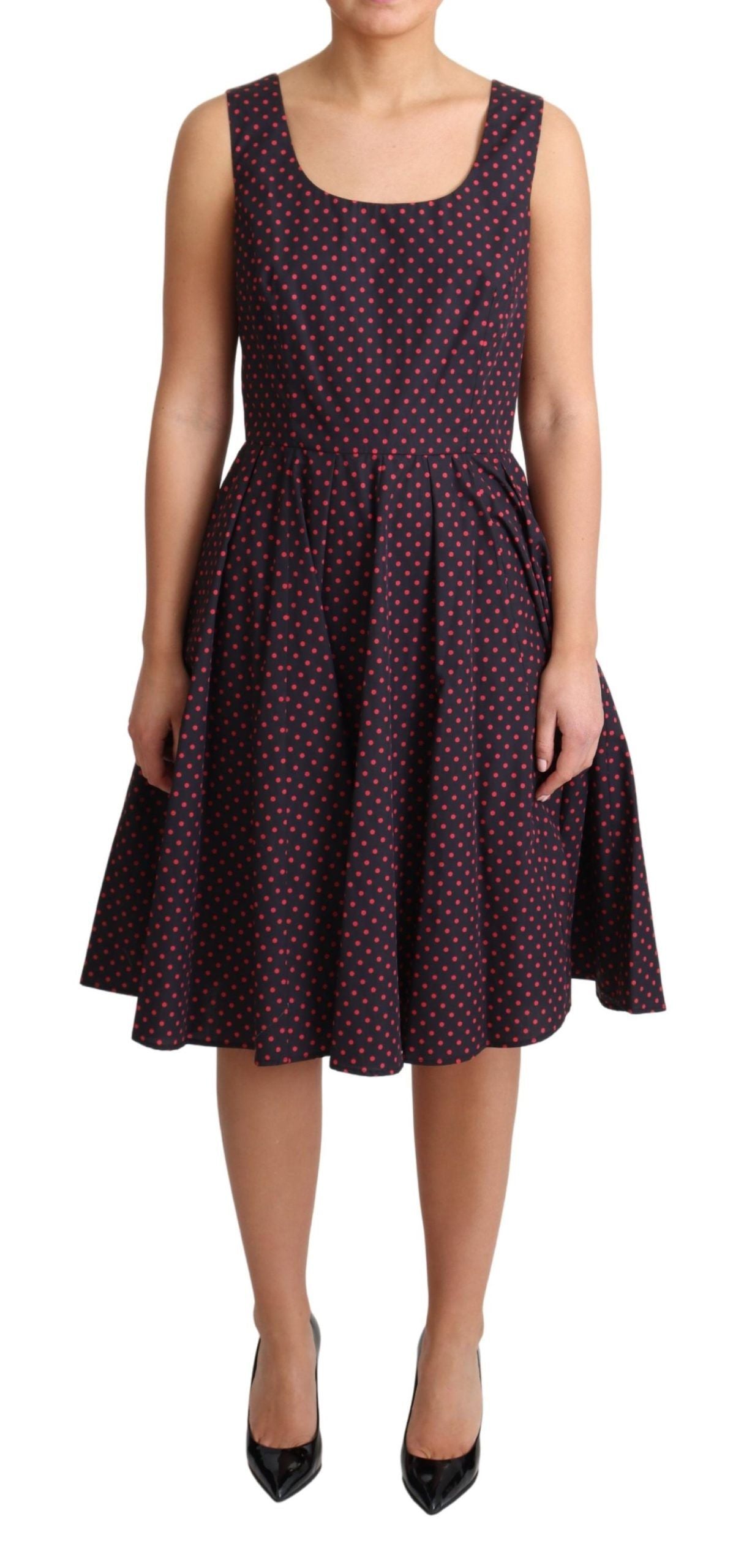 Dolce & Gabbana Red Blue Polka Cotton A-Line Gown Dress Dolce & Gabbana