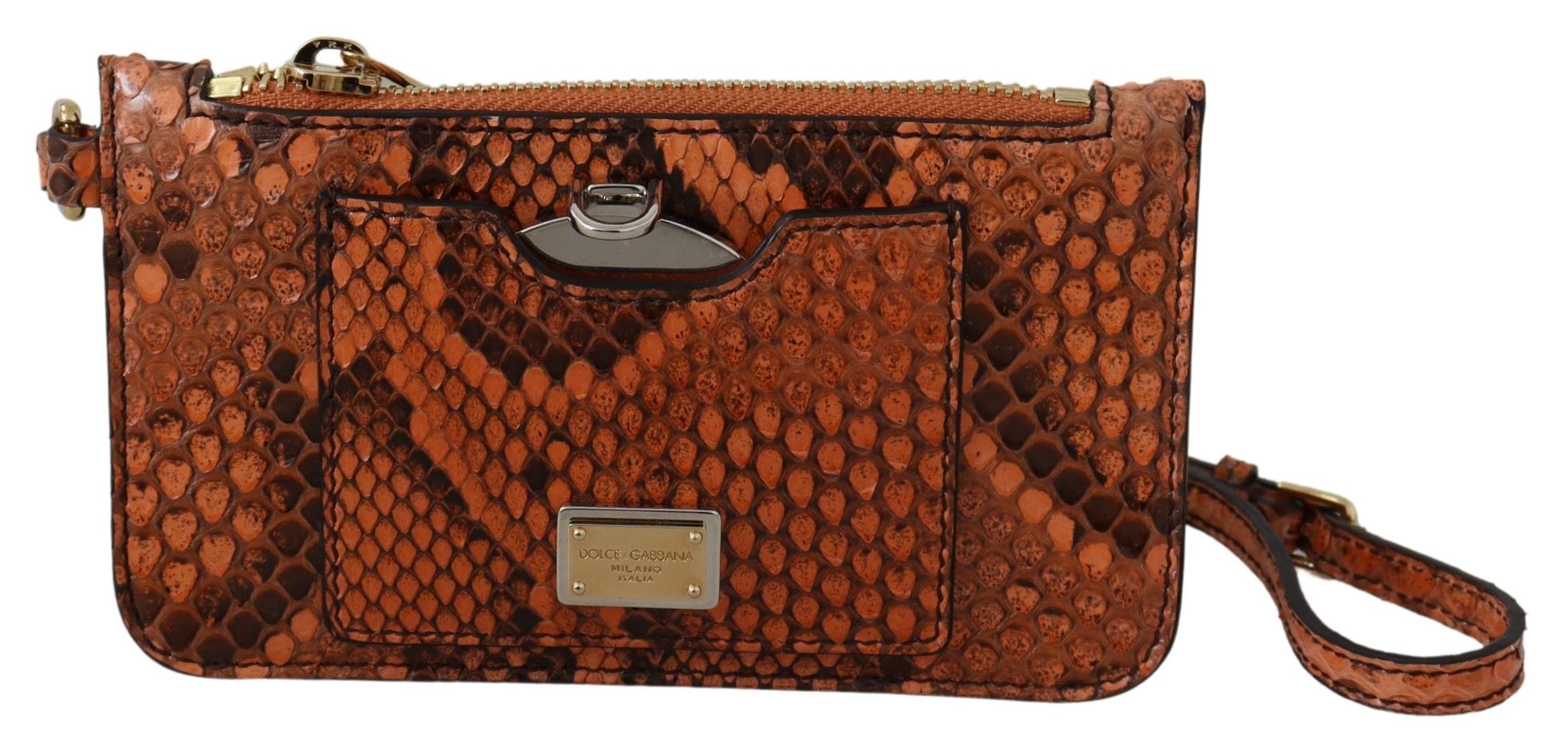 Dolce & Gabbana Brown Leather Coin Purse Wristlet Mirror AGNESE Wallet Dolce & Gabbana
