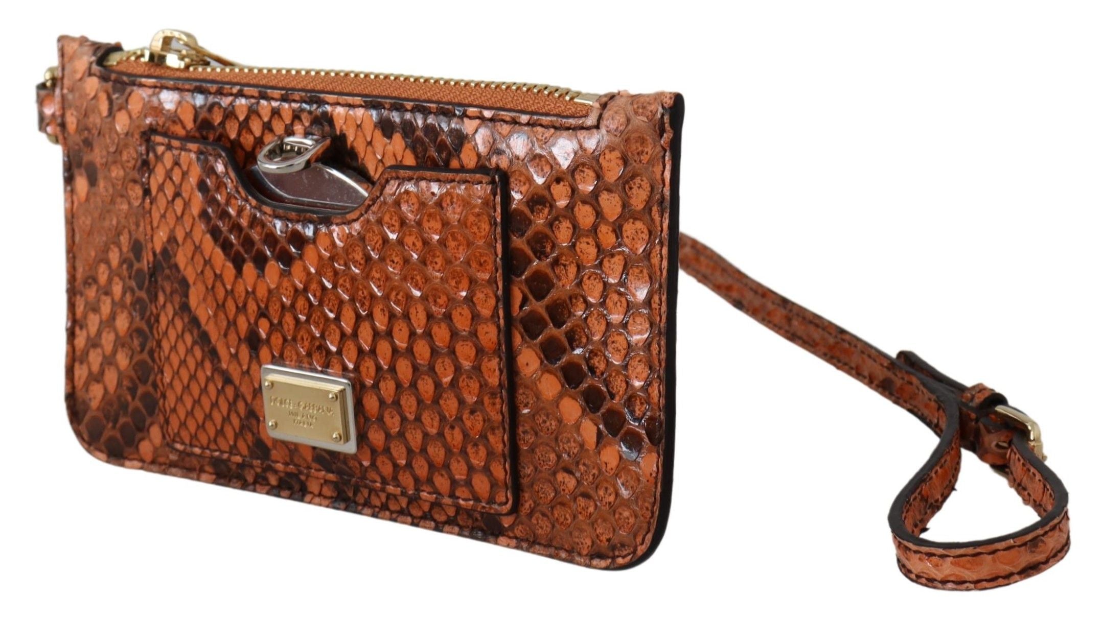 Dolce & Gabbana Brown Leather Coin Purse Wristlet Mirror AGNESE Wallet Dolce & Gabbana