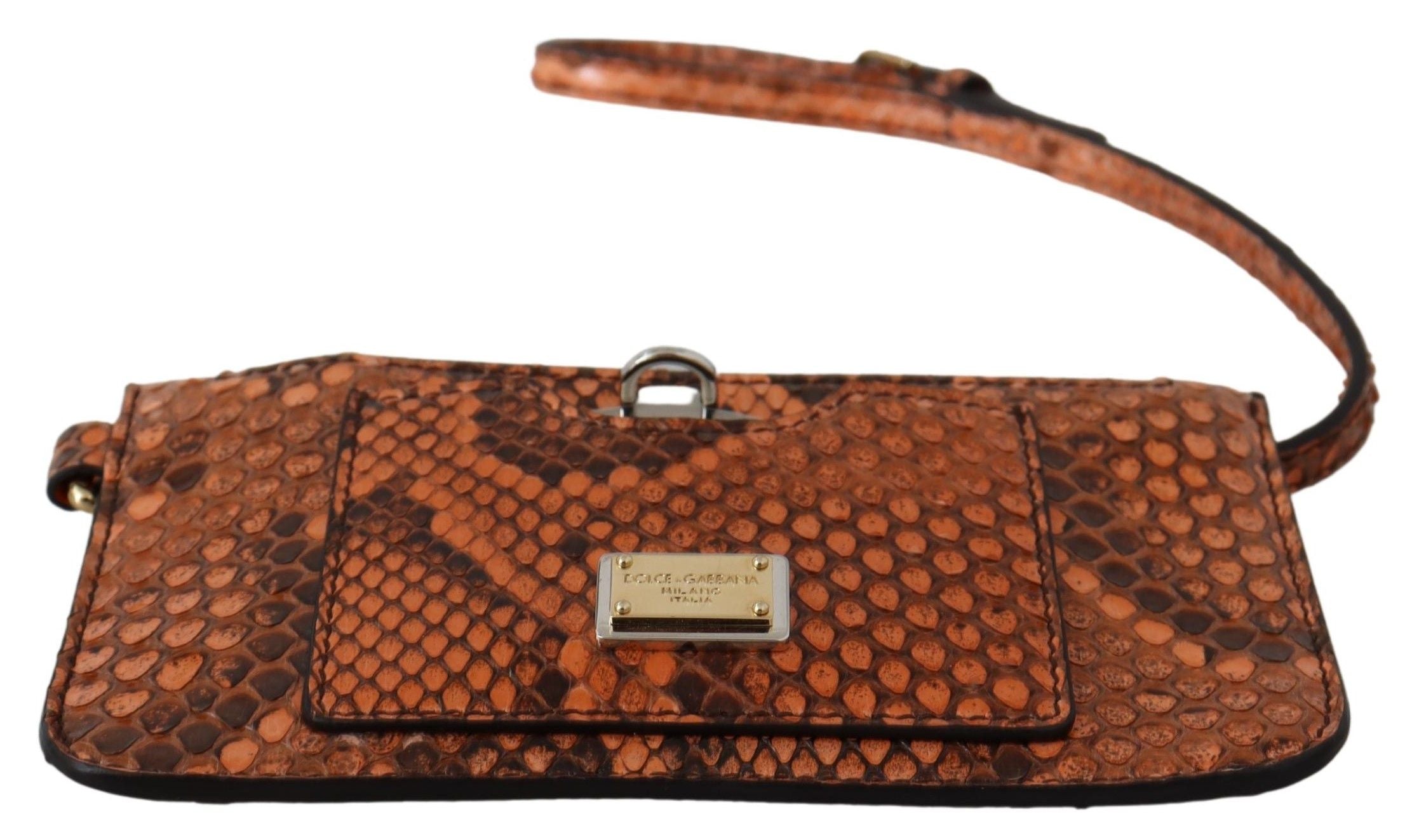 Dolce & Gabbana Brown Leather Coin Purse Wristlet Mirror AGNESE Wallet Dolce & Gabbana