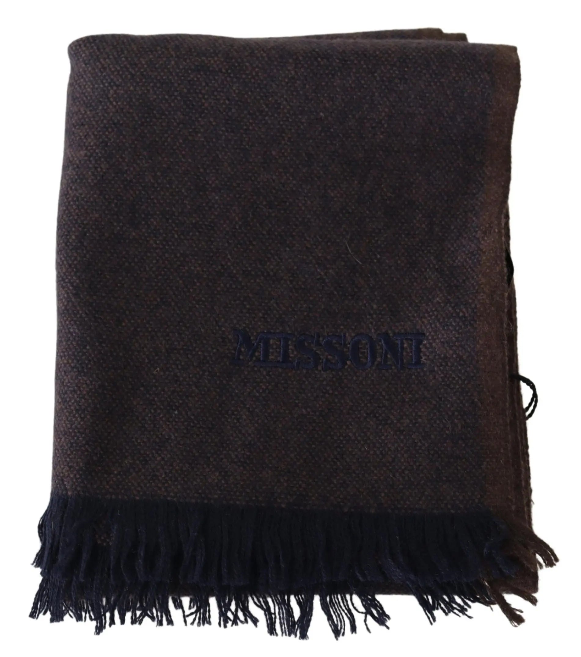 Missoni Brown 100% Cashmere Unisex Neck Wrap Fringes Scarf Missoni