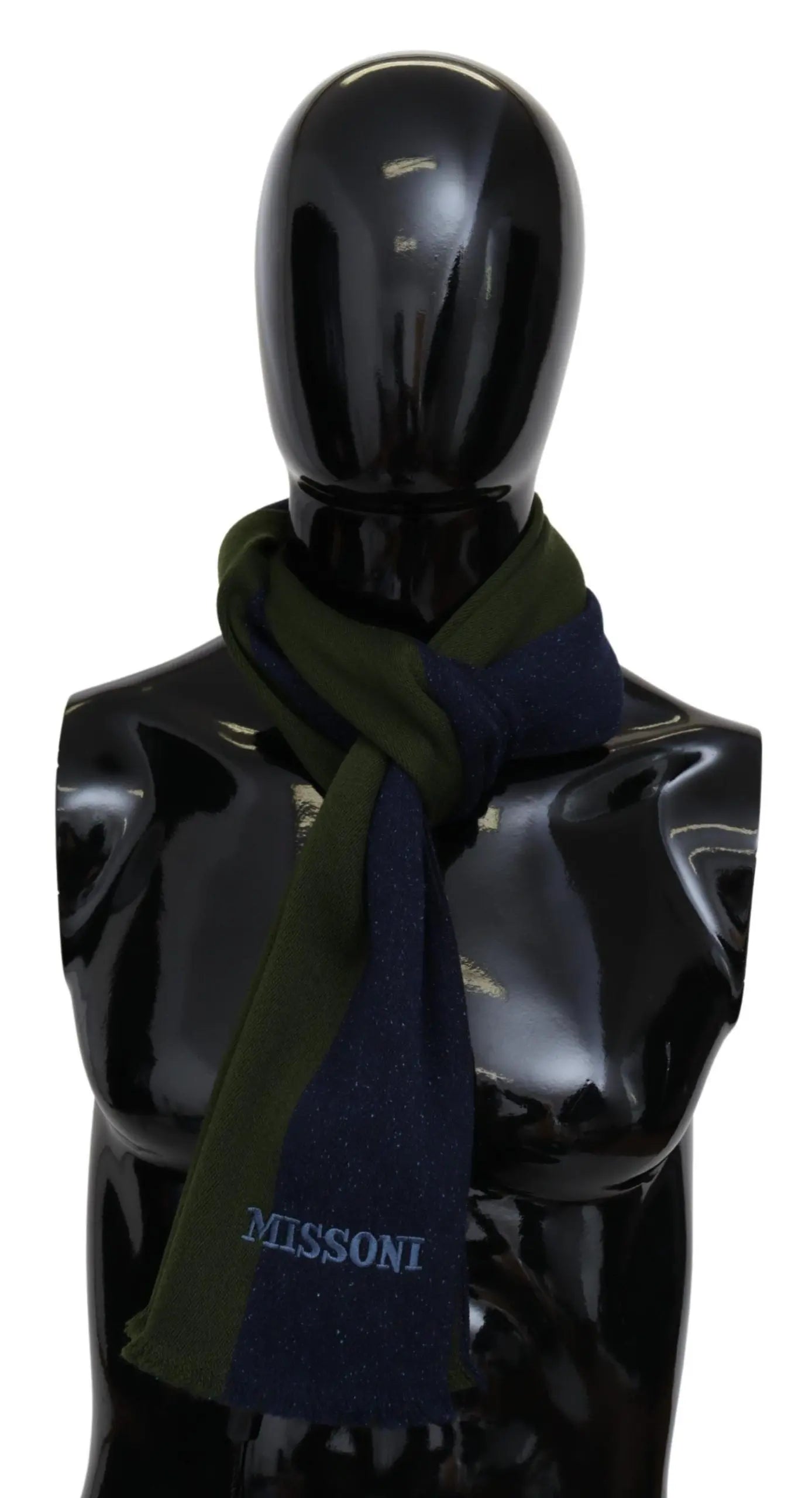 Missoni Blue Green Wool Unisex Neck Wrap Shawl Blue Missoni