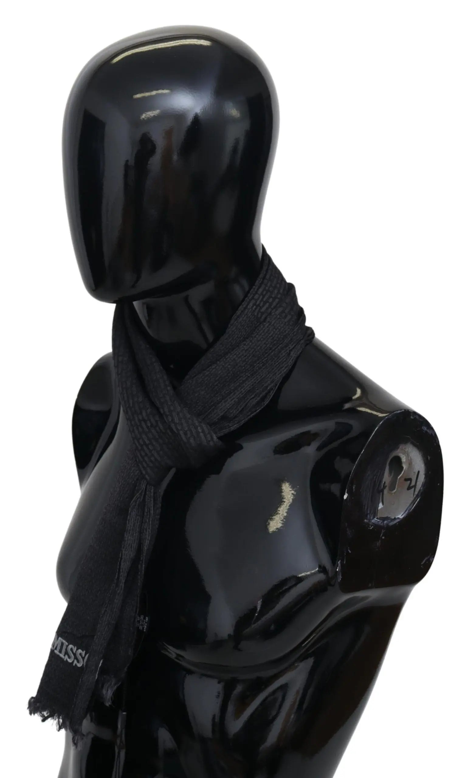 Missoni Black Wool Knit Unisex Neck Wrap Scarf Missoni