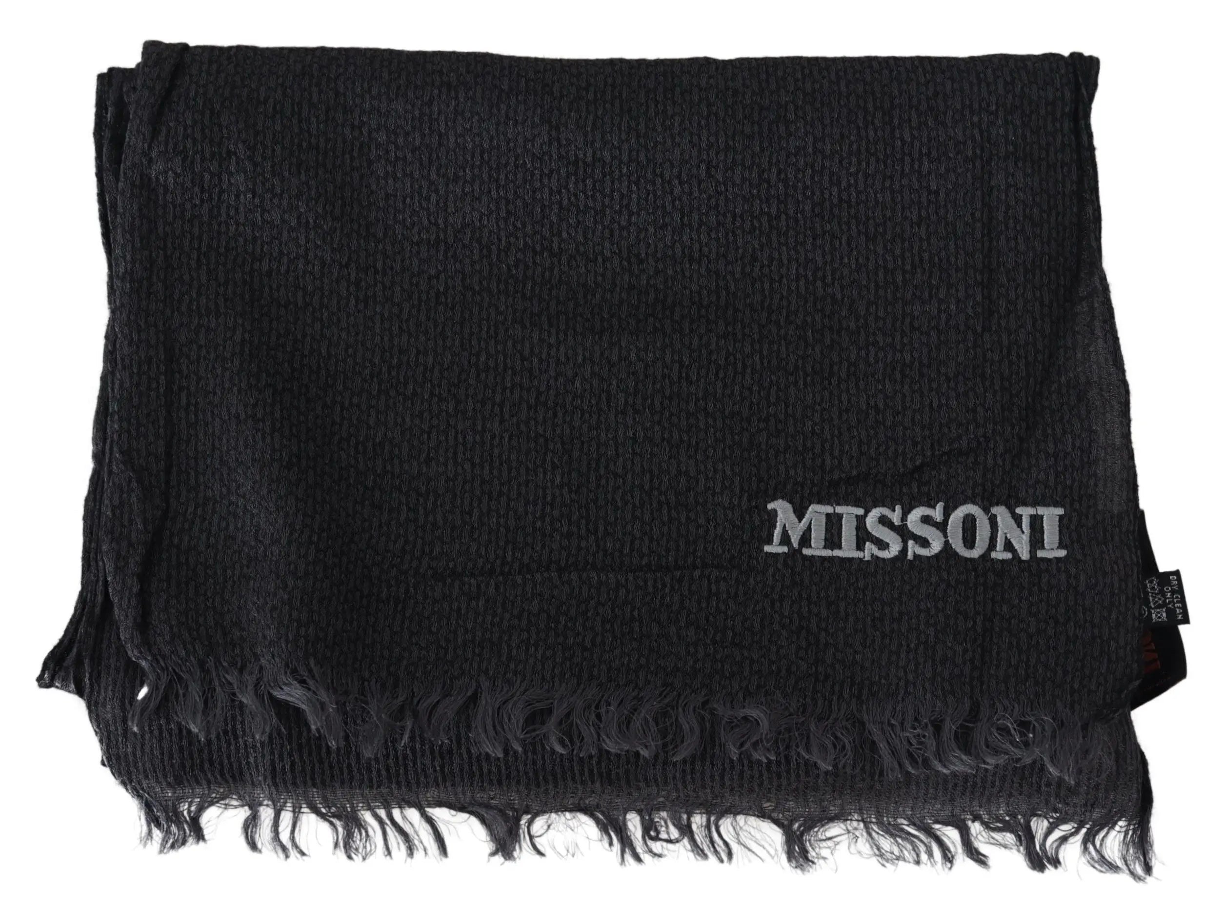 Missoni Black Wool Knit Unisex Neck Wrap Scarf Missoni