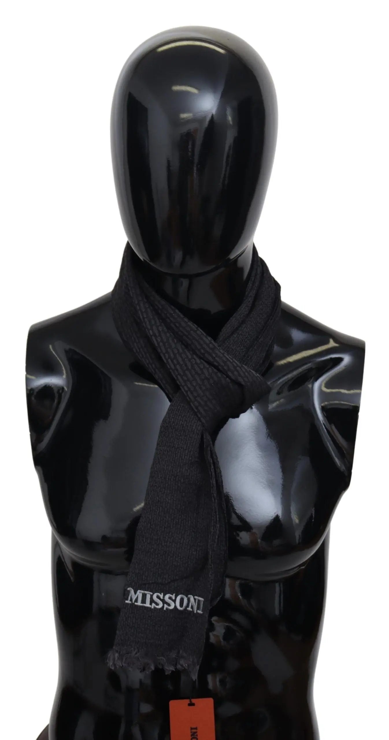 Missoni Black Wool Knit Unisex Neck Wrap Scarf Missoni