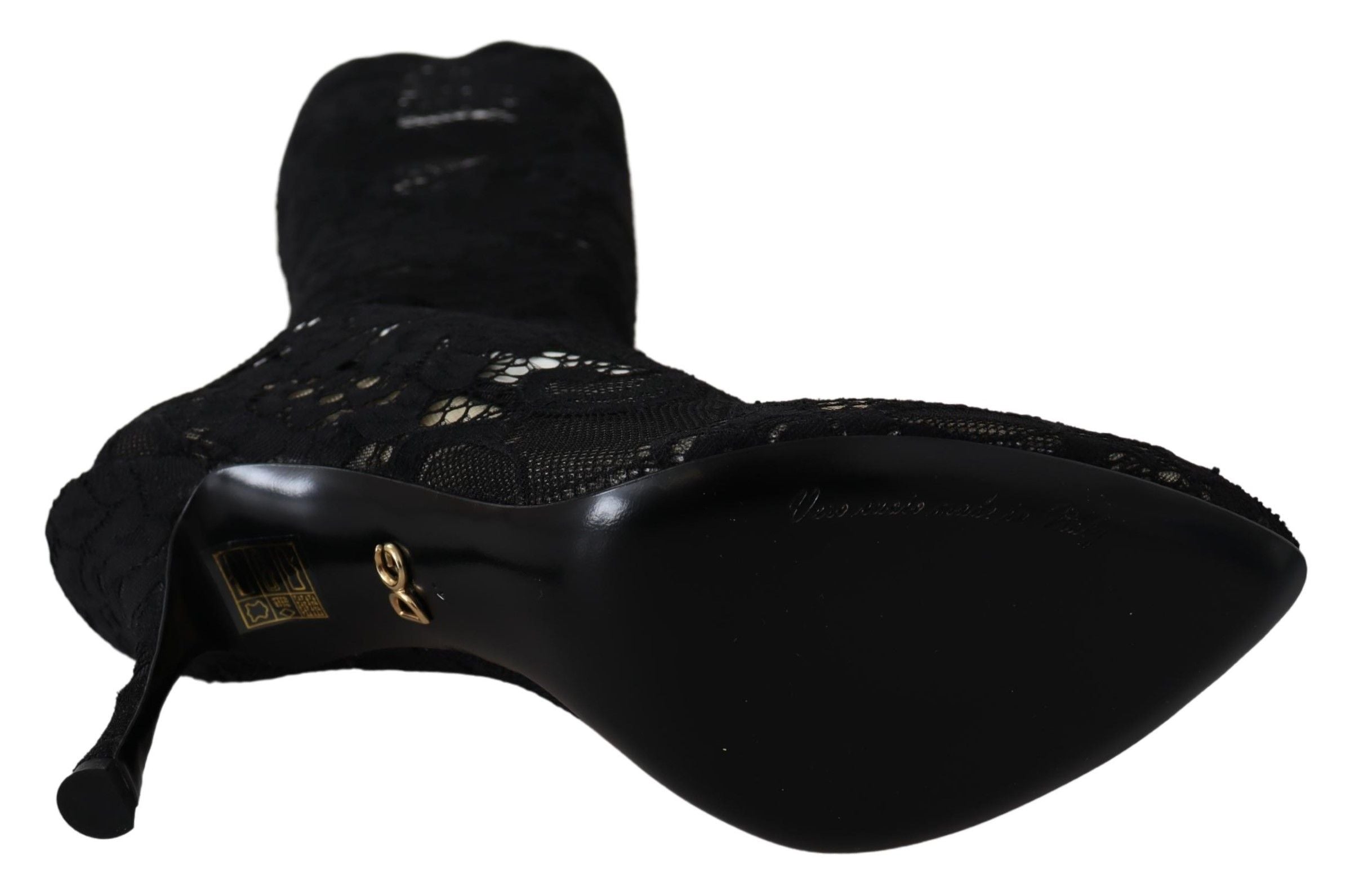 Dolce & Gabbana Black Taormina Lace Socks Boots Shoes Pumps Dolce & Gabbana