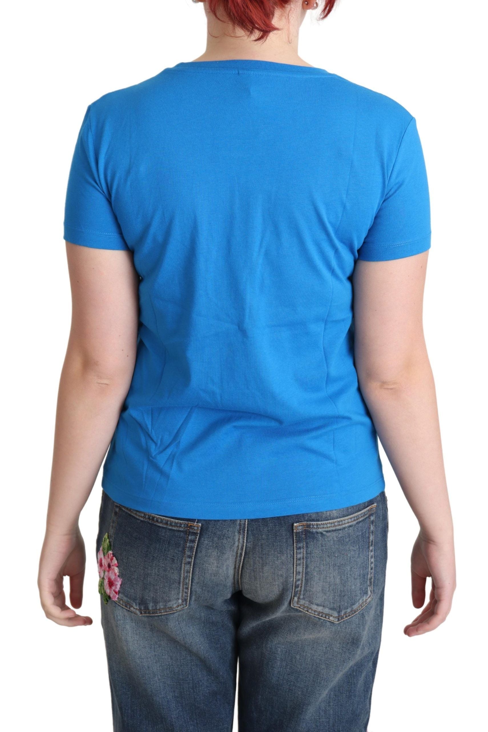 Moschino Blue Cotton Alphabet Letter Print Tops Moschino