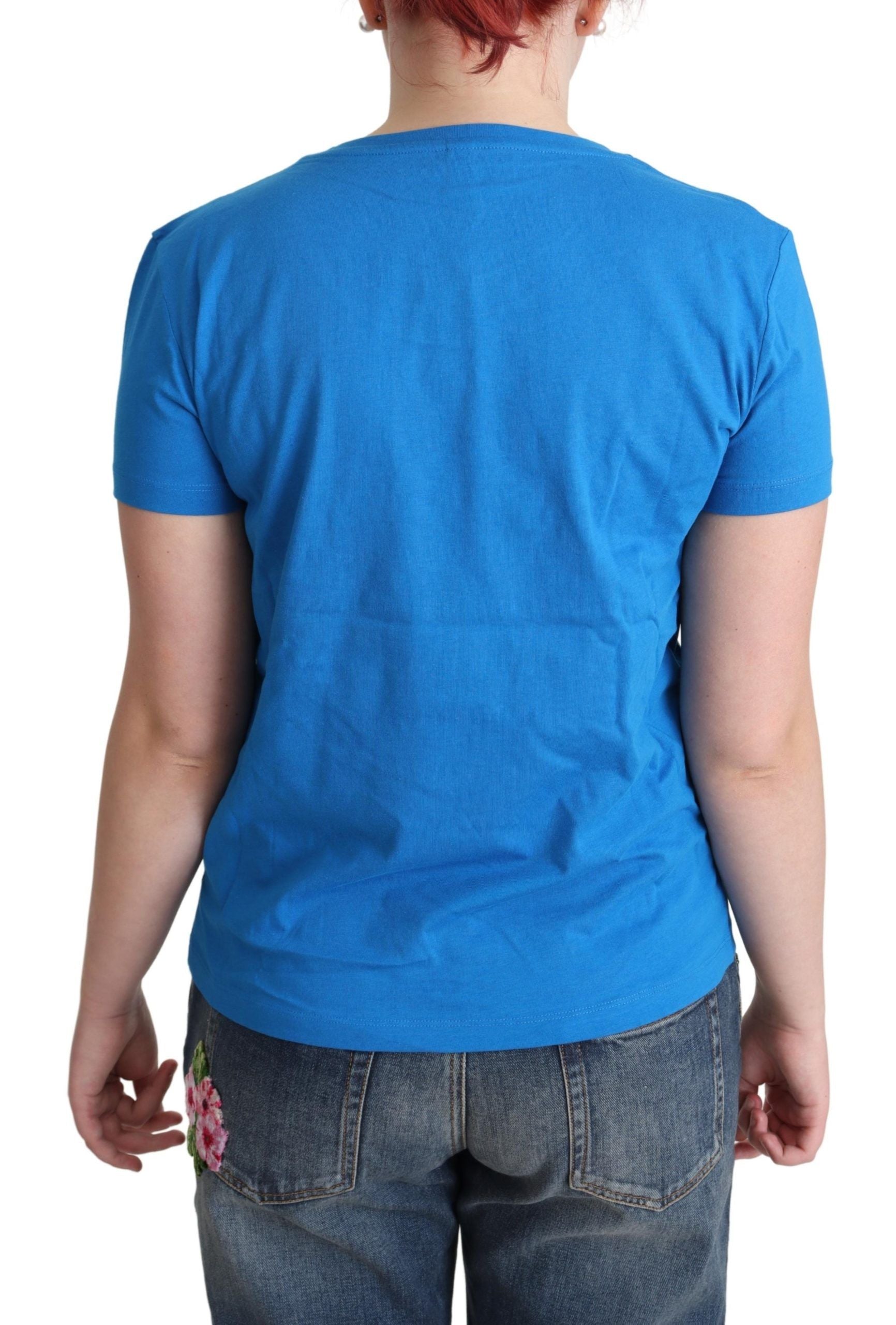 Moschino Blue Cotton Swim Graphic Triangle T-shirt Moschino