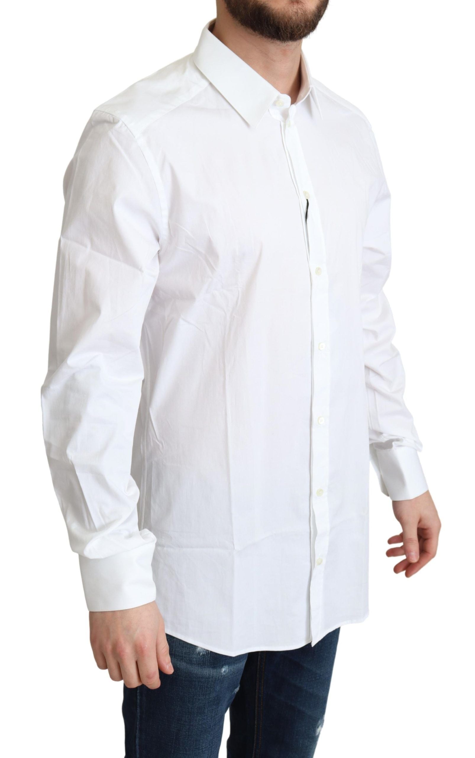 Dolce & Gabbana White Cotton Stretch Men Dress Formal Shirt Dolce & Gabbana