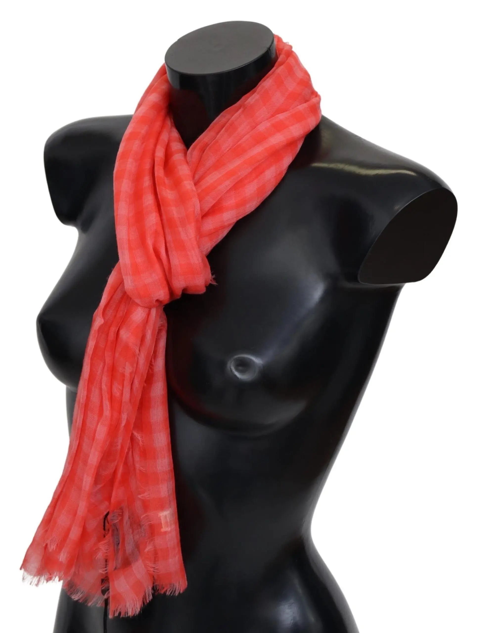 Missoni Orange Check Cashmere Unisex Wrap Fringes Scarf Missoni