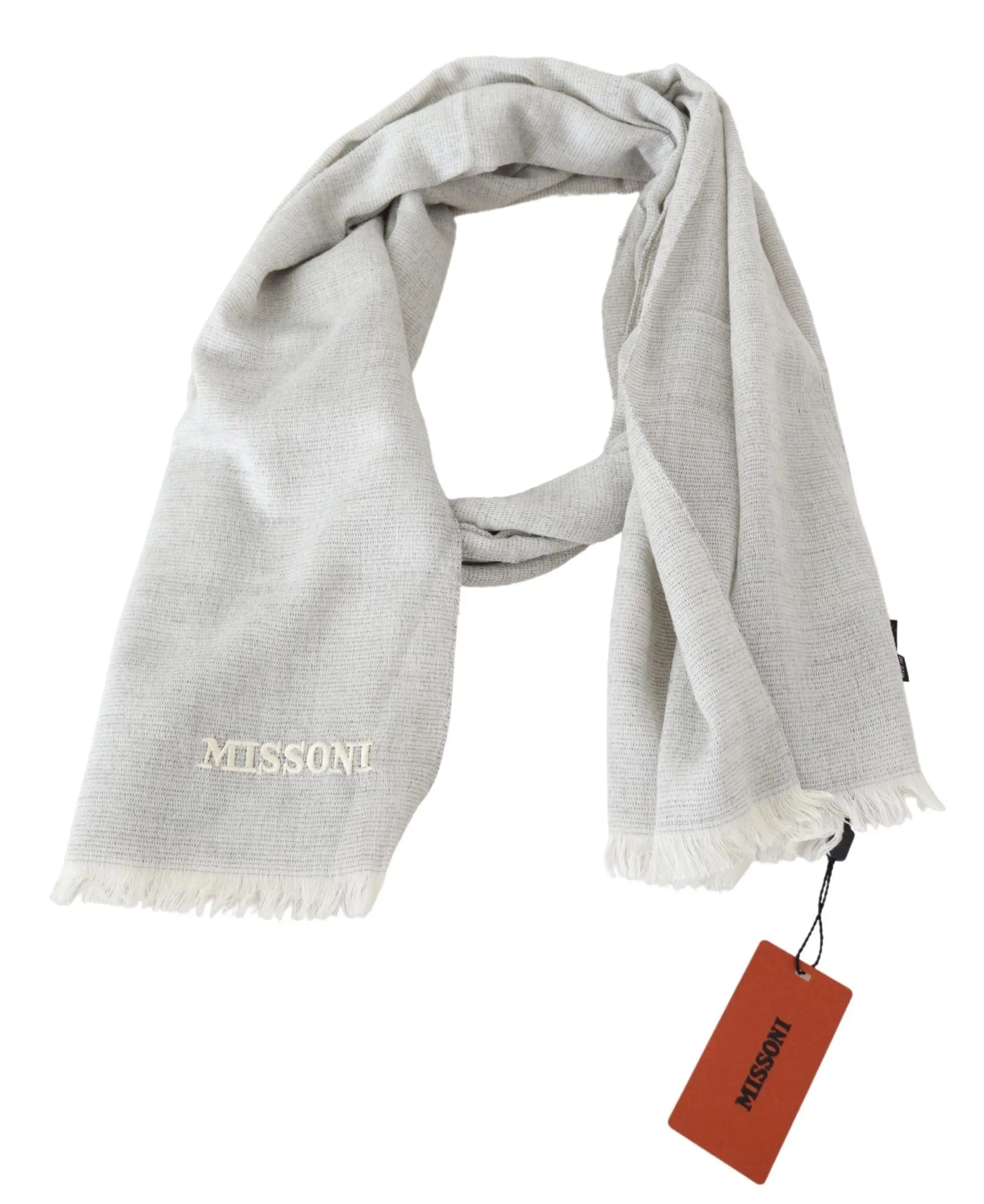 Missoni Gray Wool Knit Unisex Neck Wrap Scarf Missoni