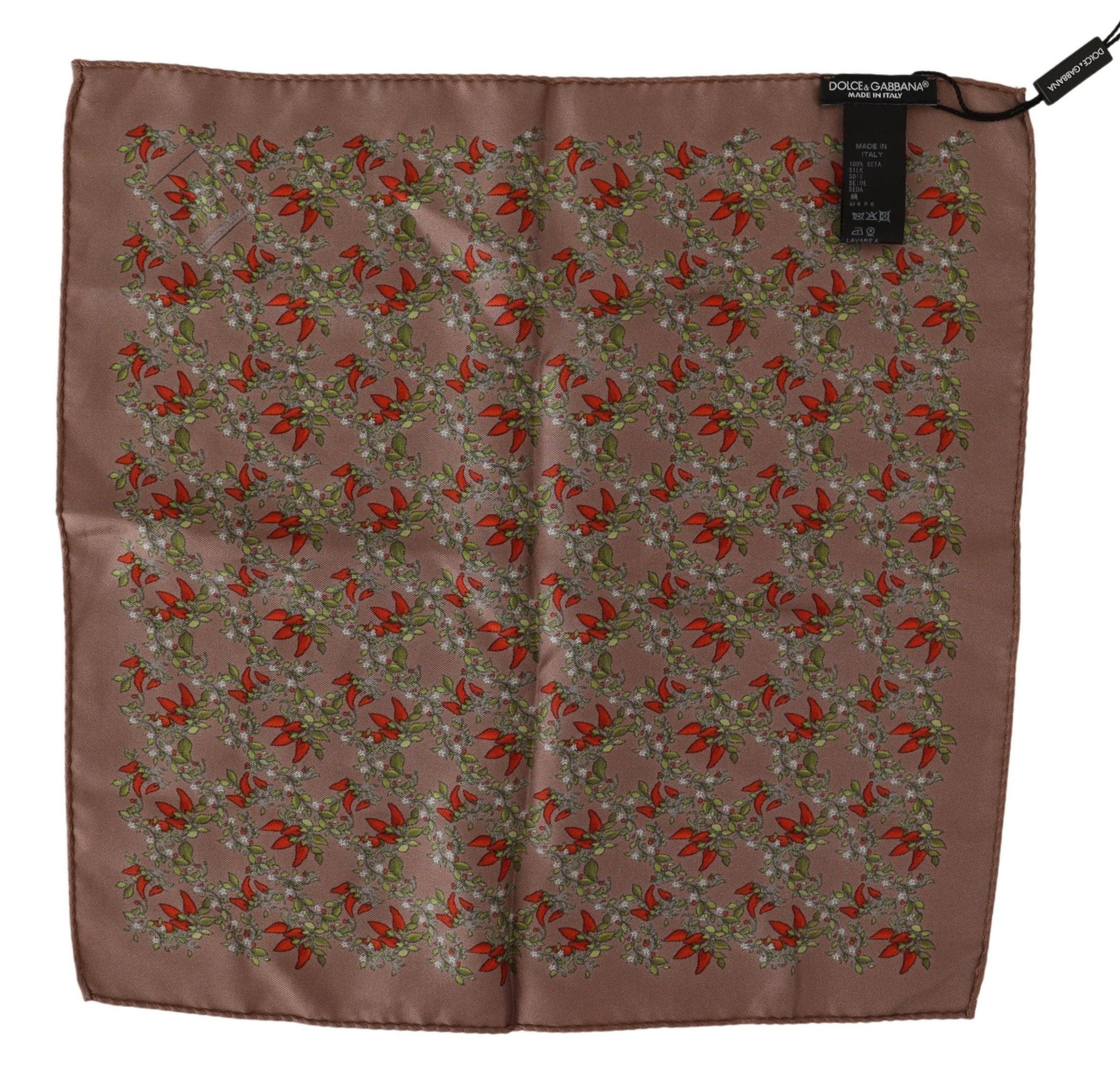Dolce & Gabbana Brown Carrots Print Silk Handkerchief Dolce & Gabbana