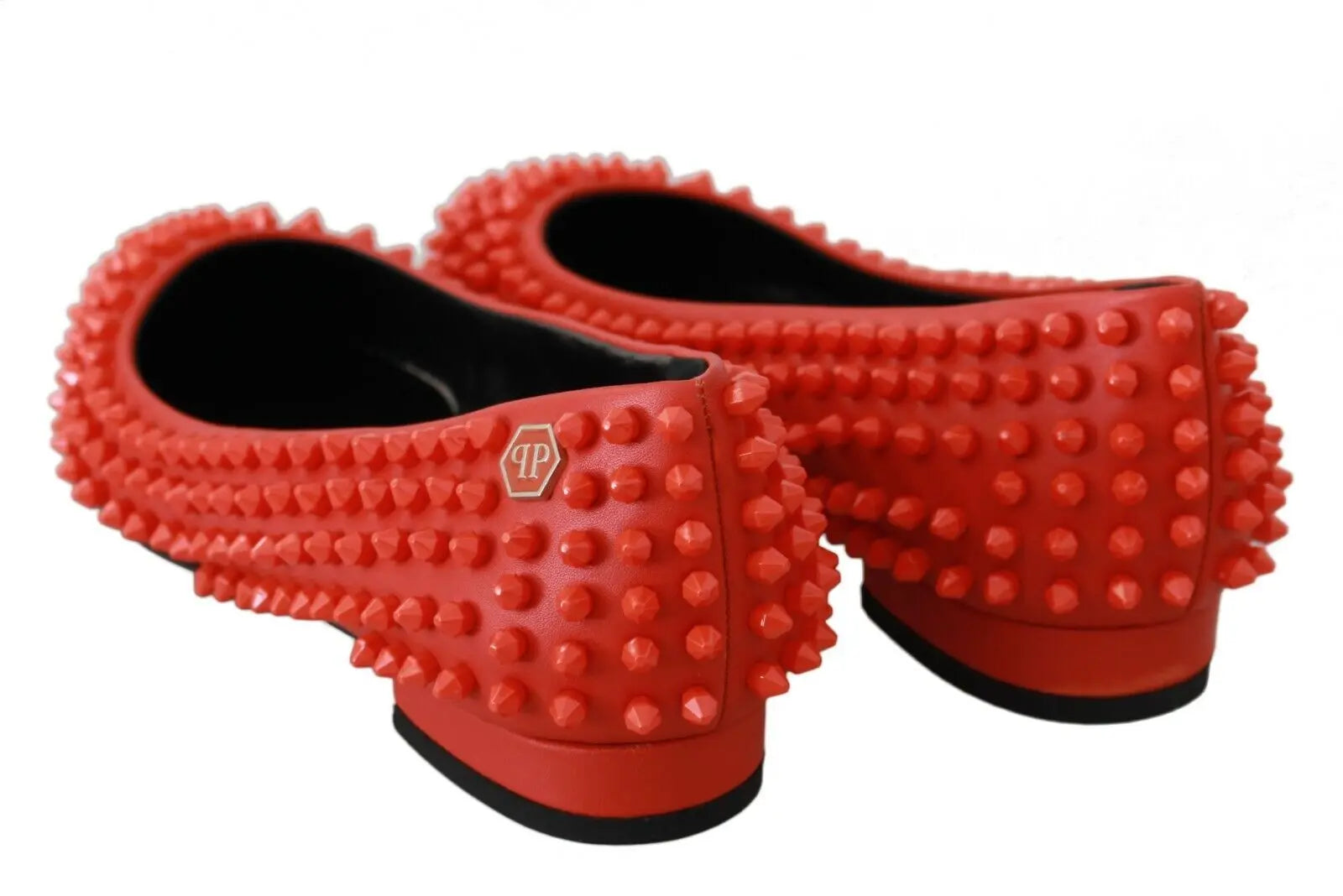Philipp Plein Orange Leather Ballerina WHAT I DO Flats Shoes Philipp Plein