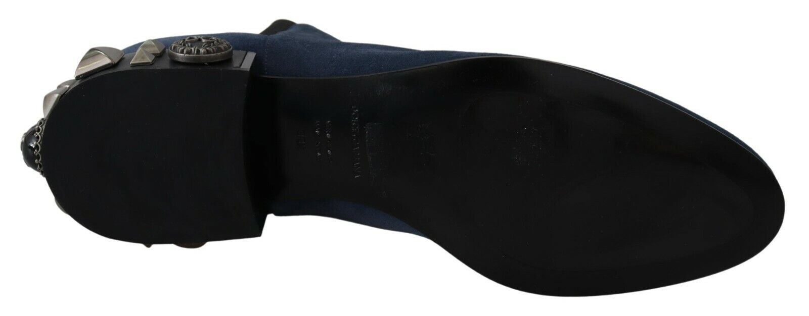 Dolce & Gabbana Blue Suede Embellished Studded Boots Shoes Dolce & Gabbana