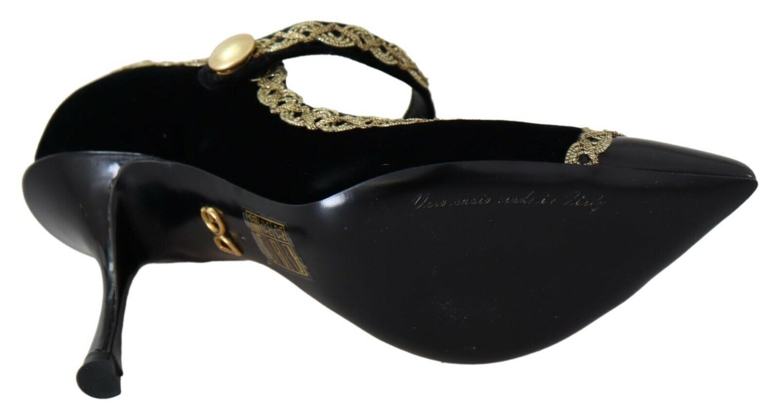 Dolce & Gabbana Black Embellished Velvet Mary Jane Pumps Shoes Dolce & Gabbana