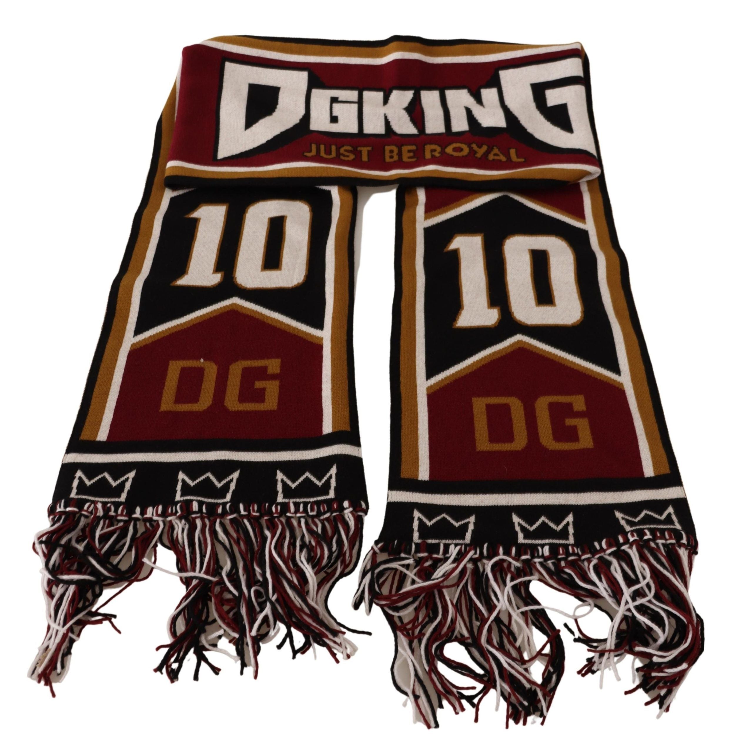 Dolce & Gabbana Multicolor Wool Knit DG King Shawl Wrap Scarf Dolce & Gabbana