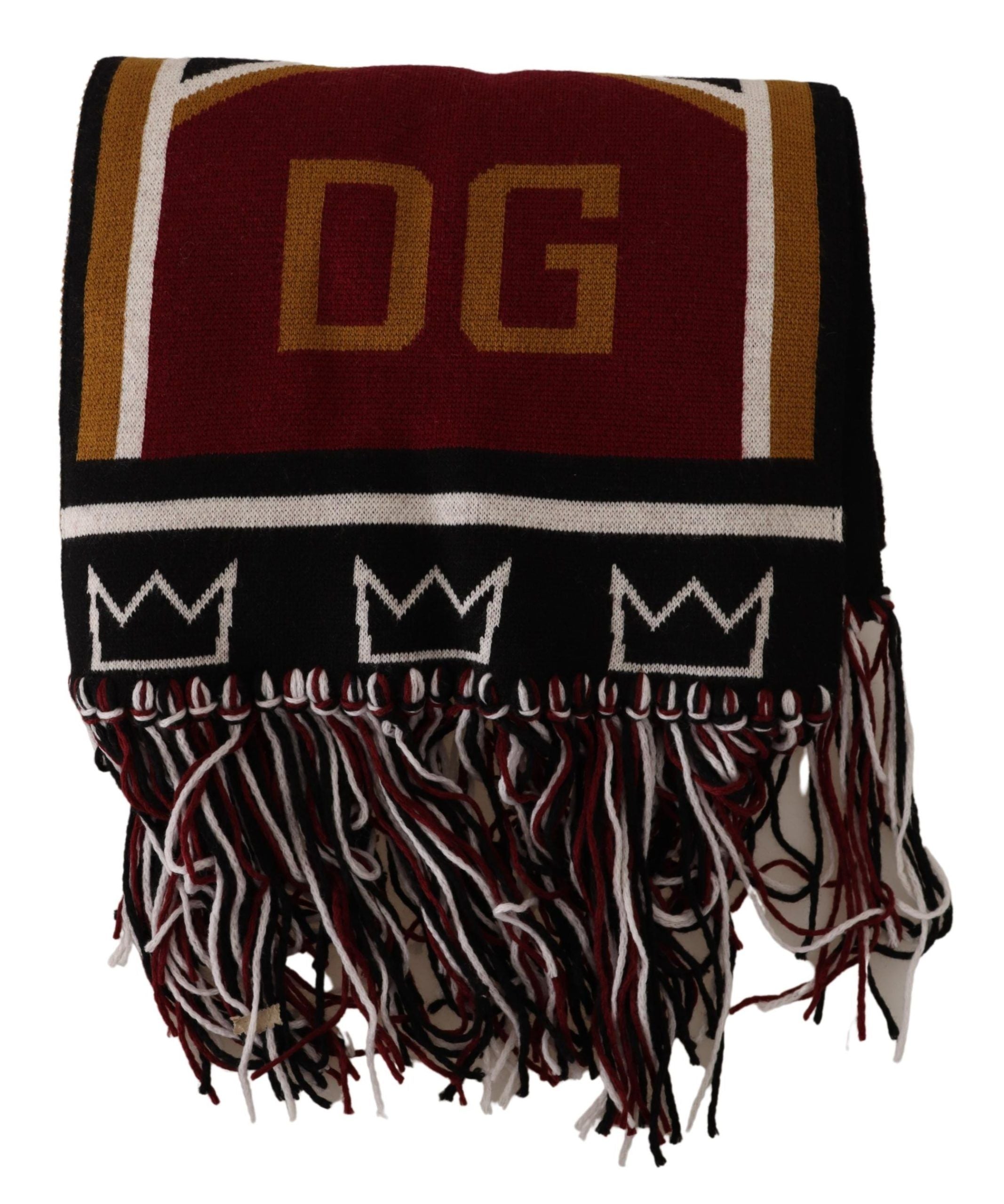Dolce & Gabbana Multicolor Wool Knit DG King Shawl Wrap Scarf Dolce & Gabbana