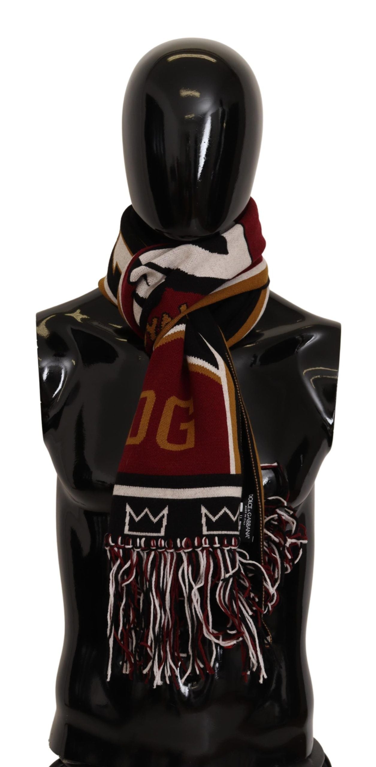 Dolce & Gabbana Multicolor Wool Knit DG King Shawl Wrap Scarf Dolce & Gabbana