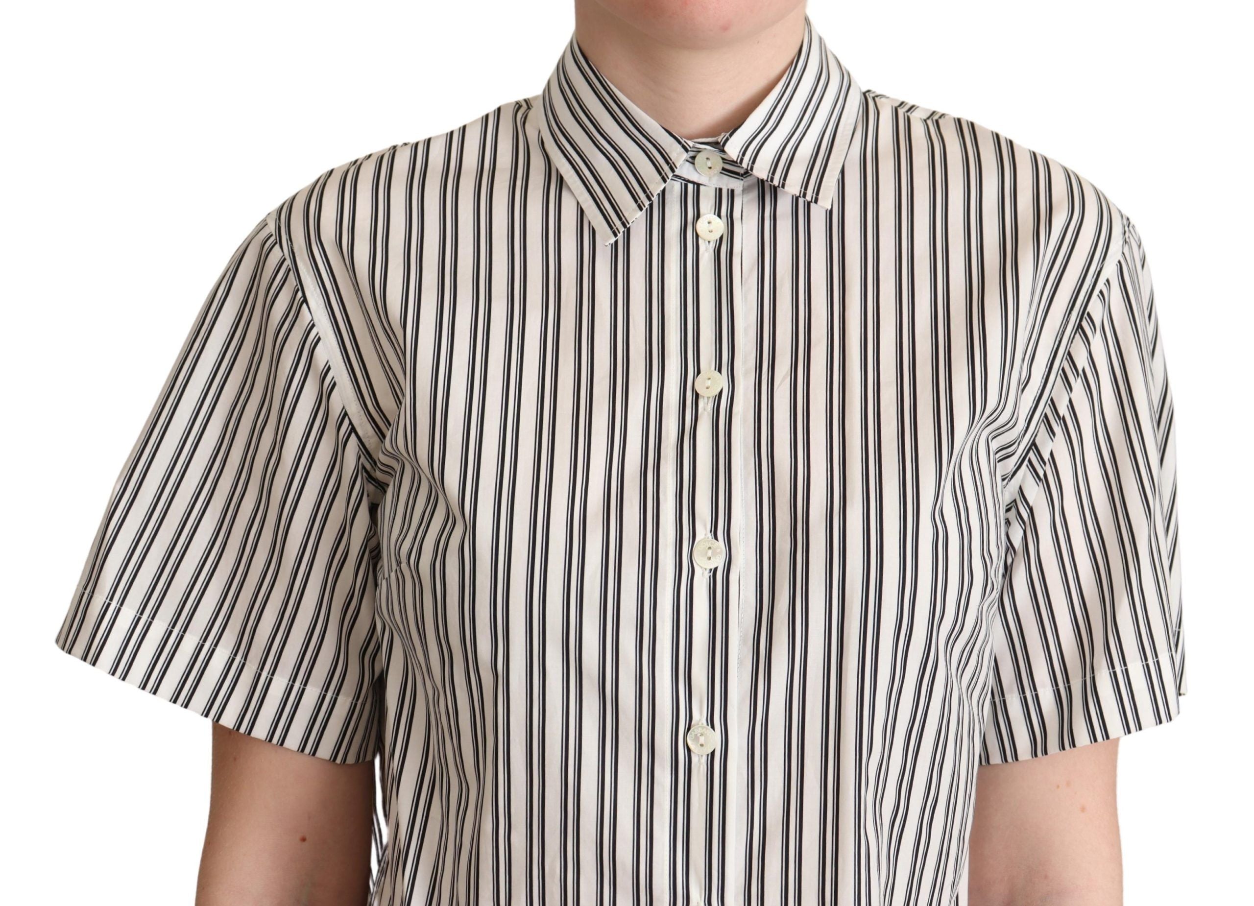 Dolce & Gabbana White Black Striped Shirt Blouse Top Dolce & Gabbana