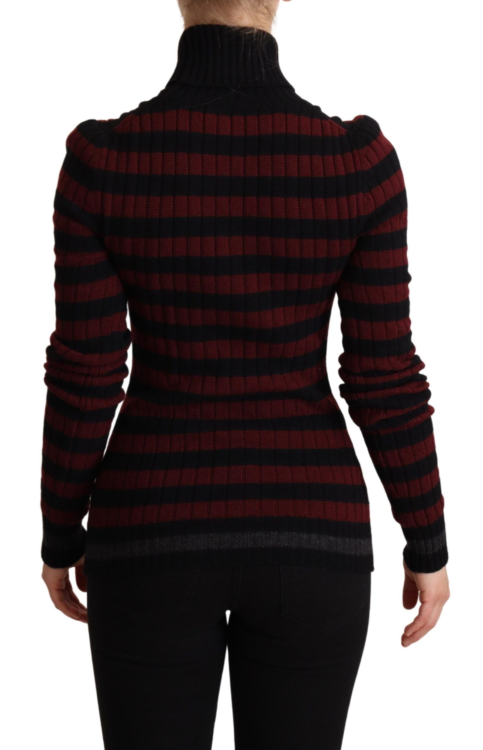 Dolce & Gabbana Black Red Striped Wool Pullover Sweater Dolce & Gabbana