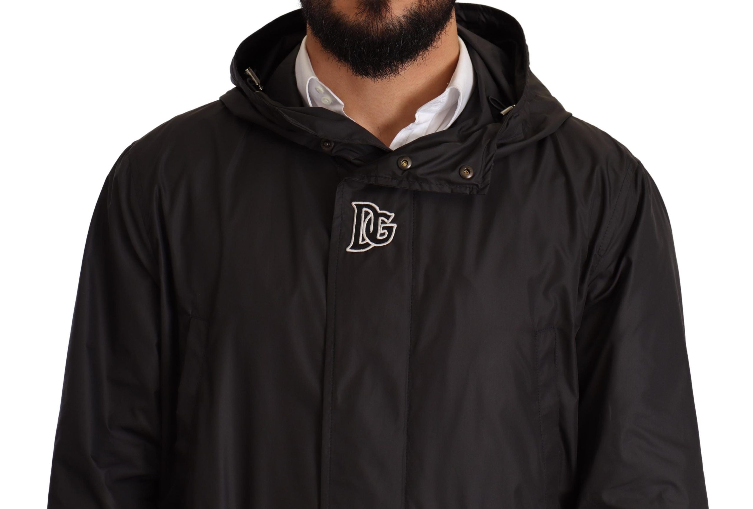 Dolce & Gabbana Black Hooded Mens Trench Coat Jacket Dolce & Gabbana