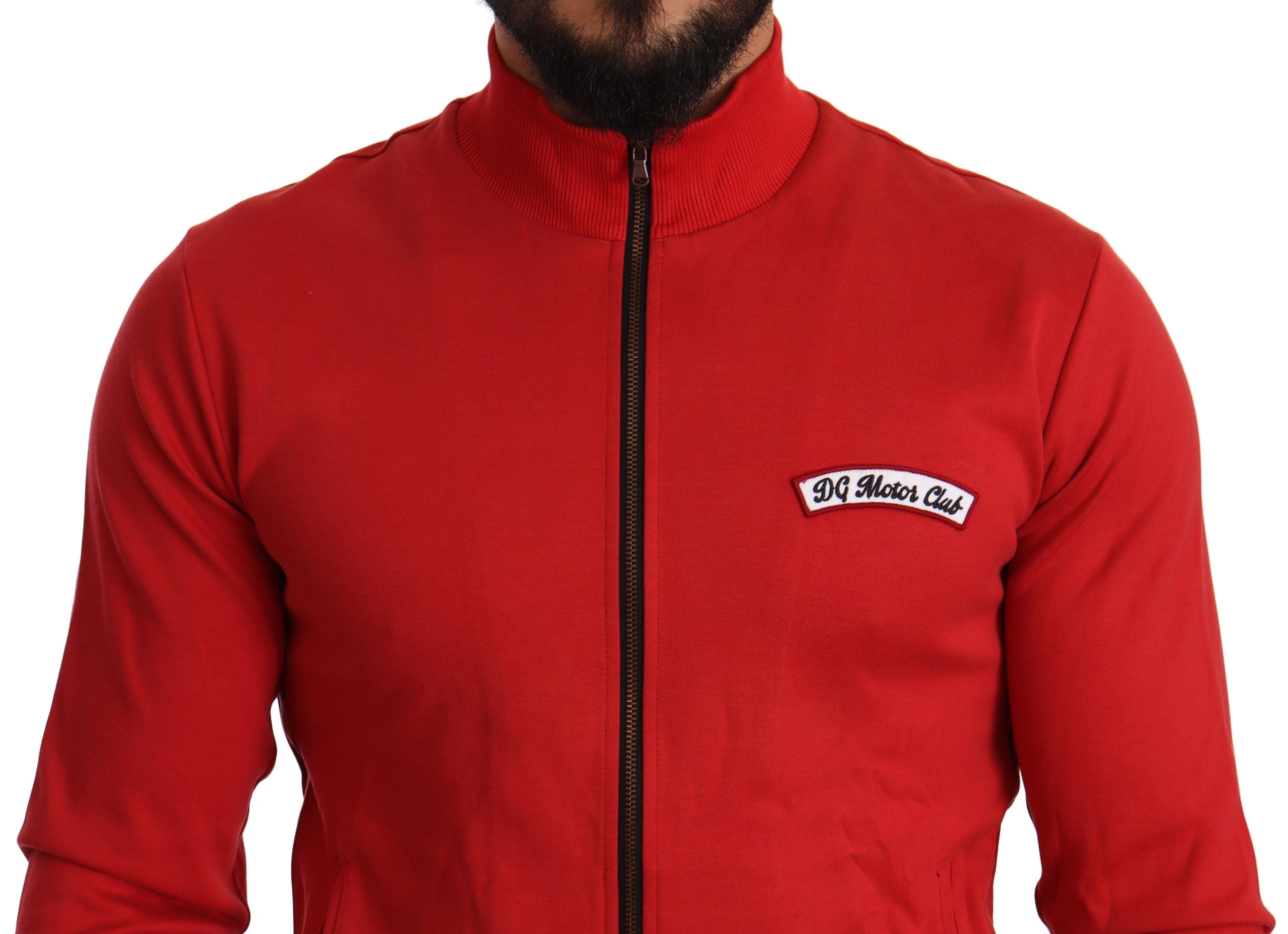 Dolce & Gabbana Red DG Motor Club Zipper Stretch Sweater Dolce & Gabbana