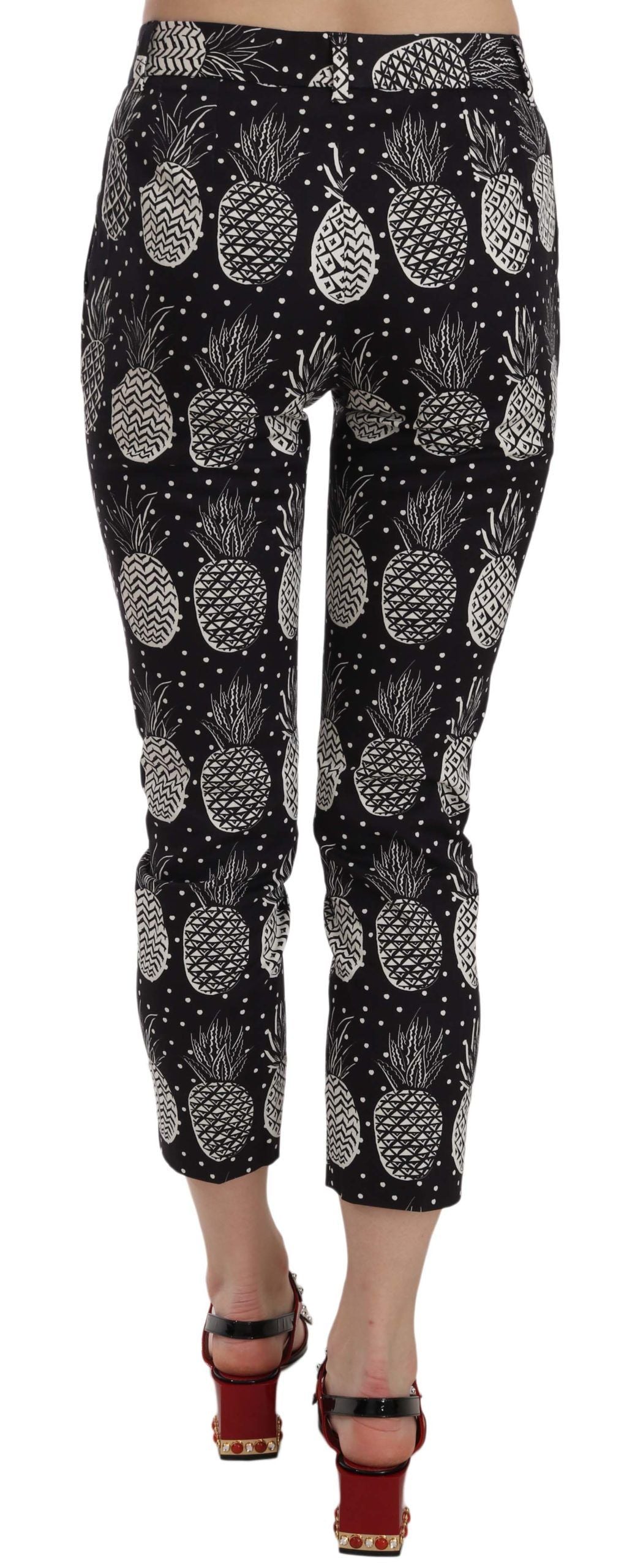 Dolce & Gabbana Black Pineapple Print Skinny Capri Pants Dolce & Gabbana