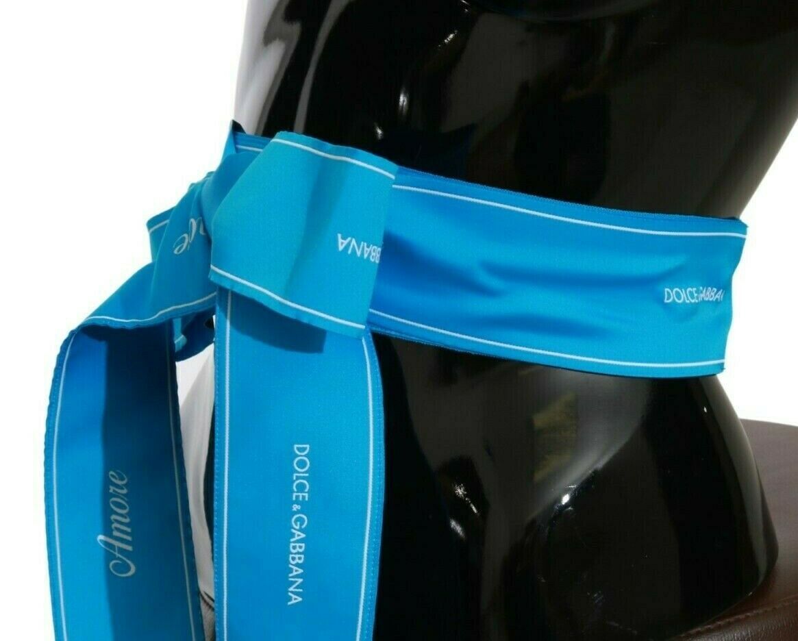 Dolce & Gabbana Blue Waist Ribbon Wide Bow Belt Dolce & Gabbana