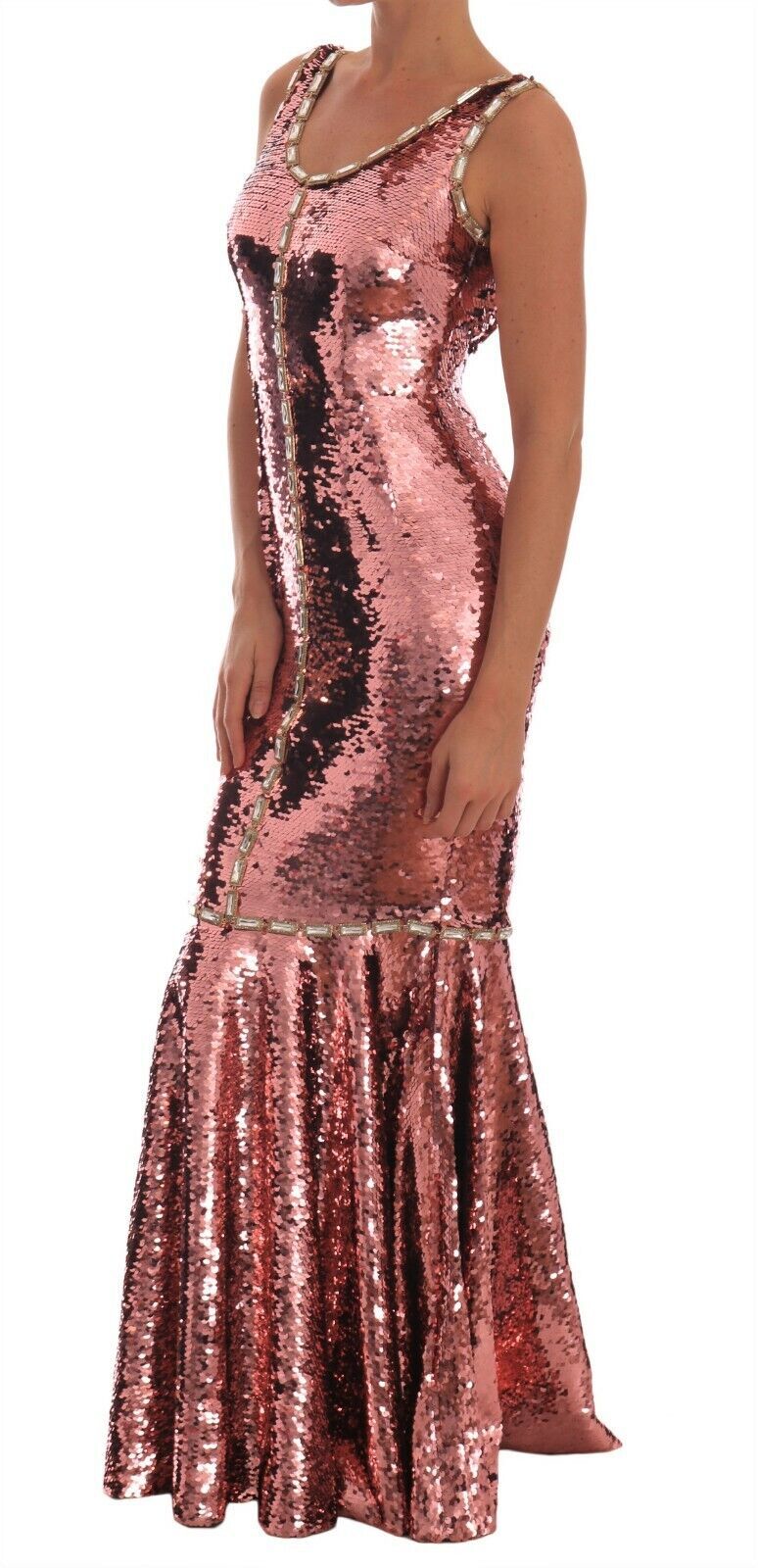 Dolce & Gabbana Pink Sequined Sheath Crystal Dress Gown Dolce & Gabbana