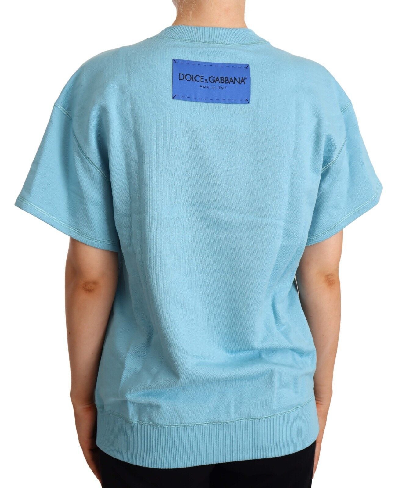 Dolce & Gabbana Blue Cotton Short Sleeves Crew Neck Top Dolce & Gabbana