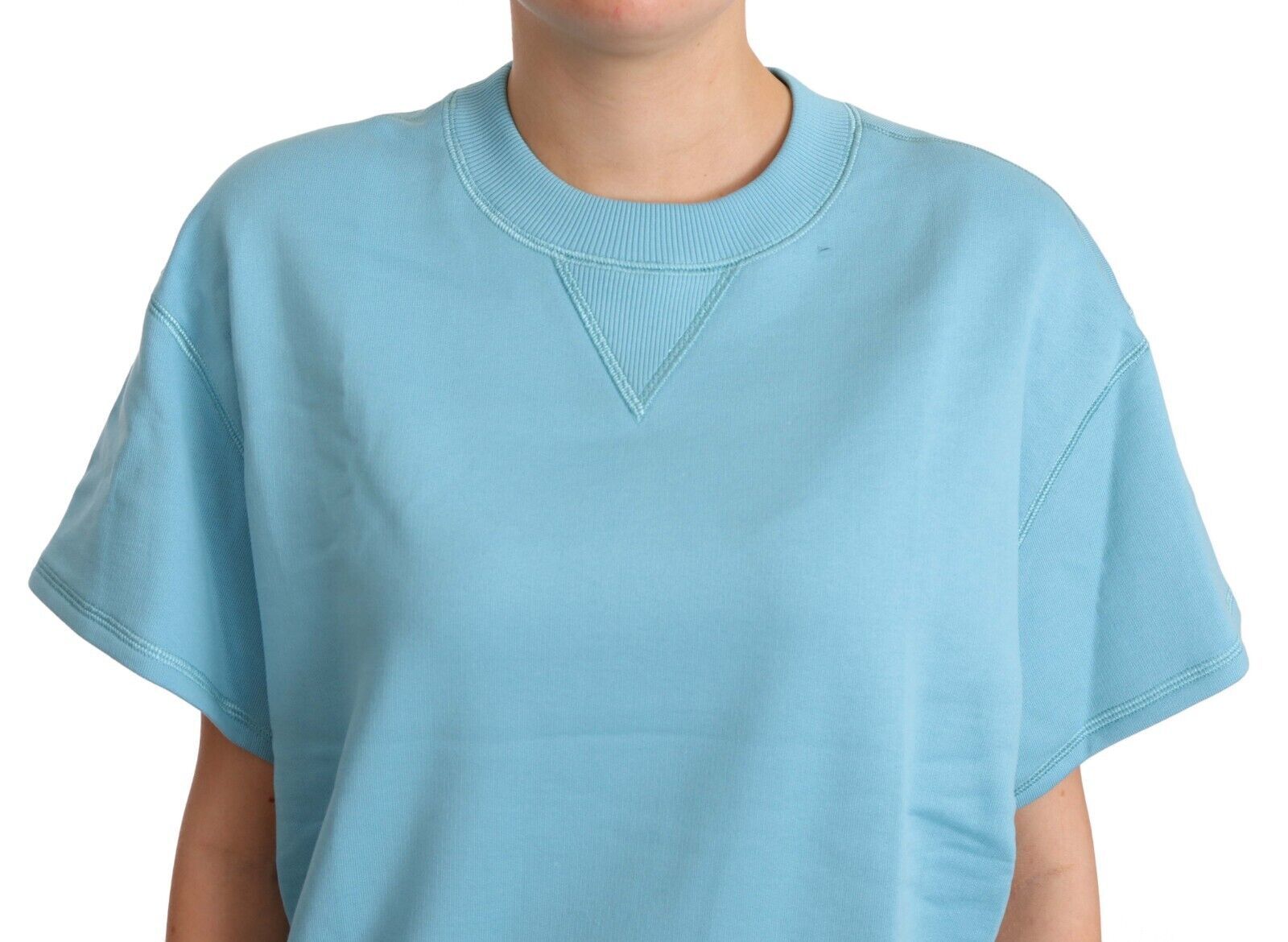 Dolce & Gabbana Blue Cotton Short Sleeves Crew Neck Top Dolce & Gabbana