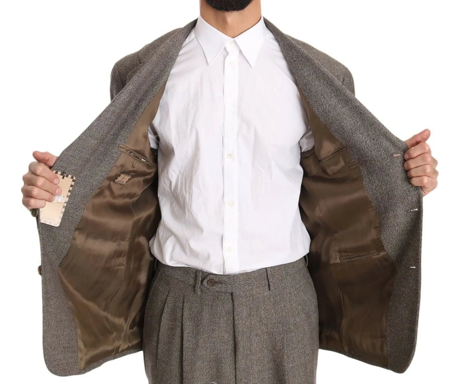 Fendi Brown Wool Regular Single Breasted Suit Fendi