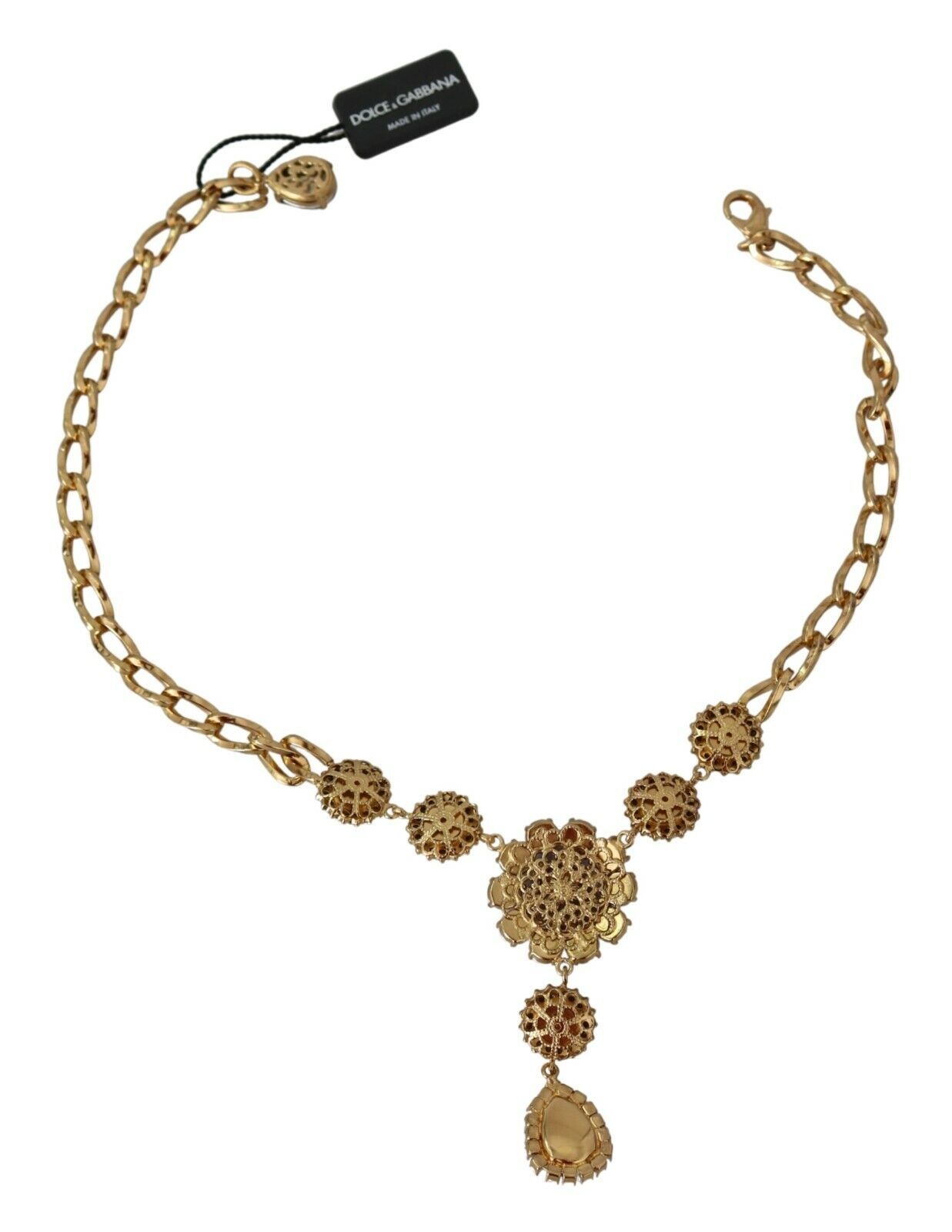 Dolce & Gabbana Pink Gold Brass Crystal Purple Pearl Pendants Dolce & Gabbana