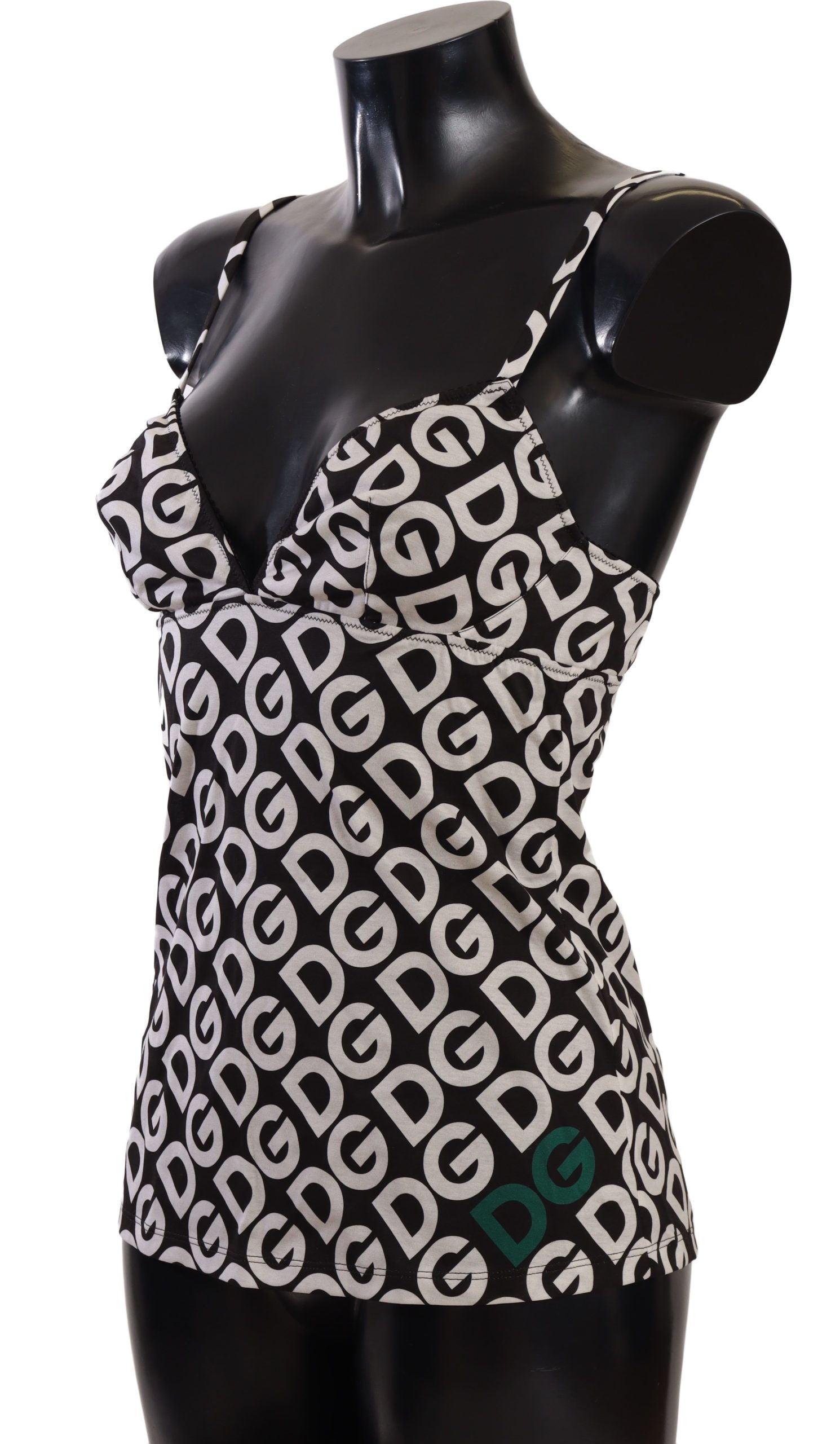Dolce & Gabbana Black White Logo Print Camisole Top Underwear Dolce & Gabbana