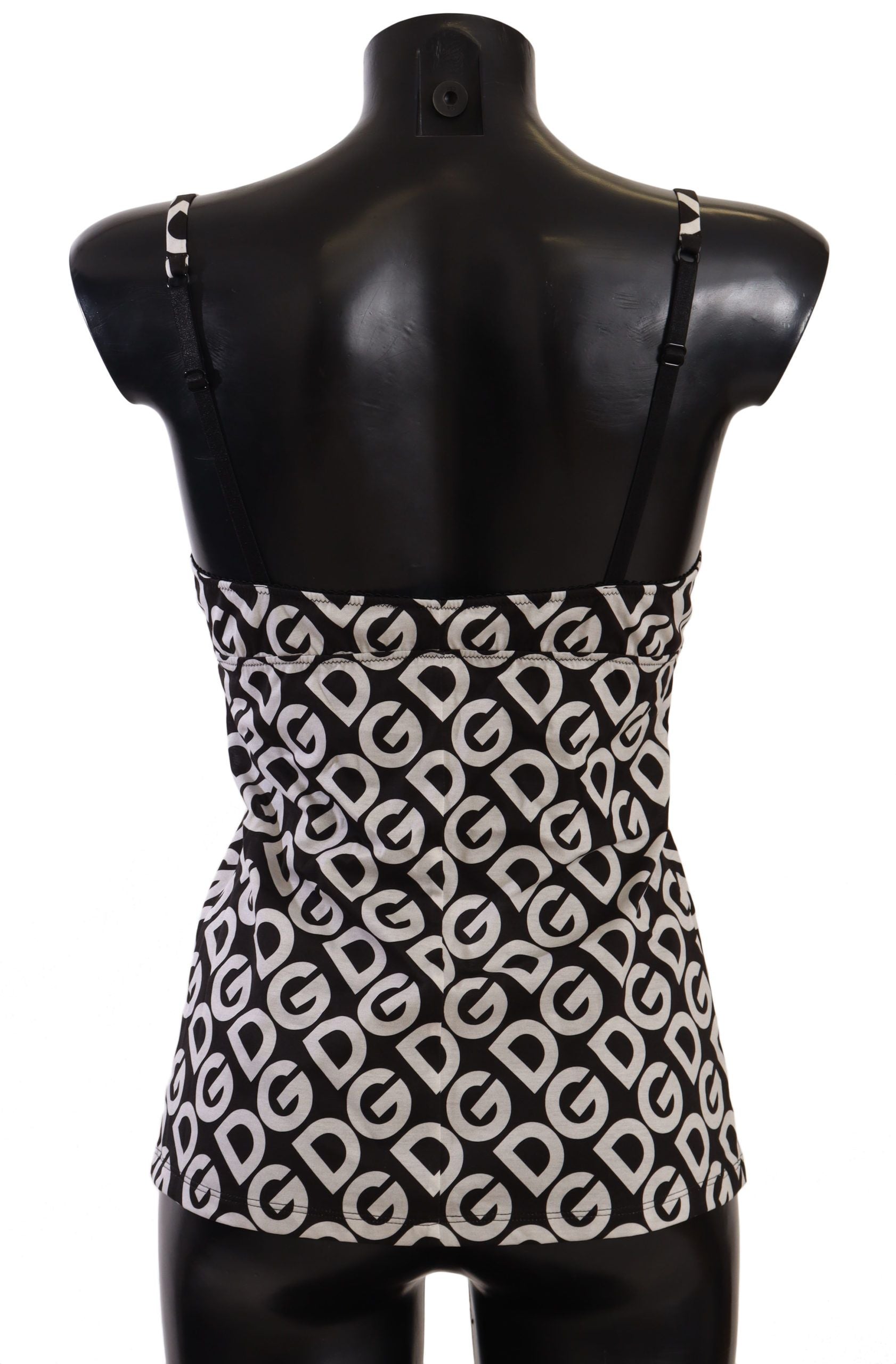Dolce & Gabbana Black White Logo Print Camisole Top Underwear Dolce & Gabbana
