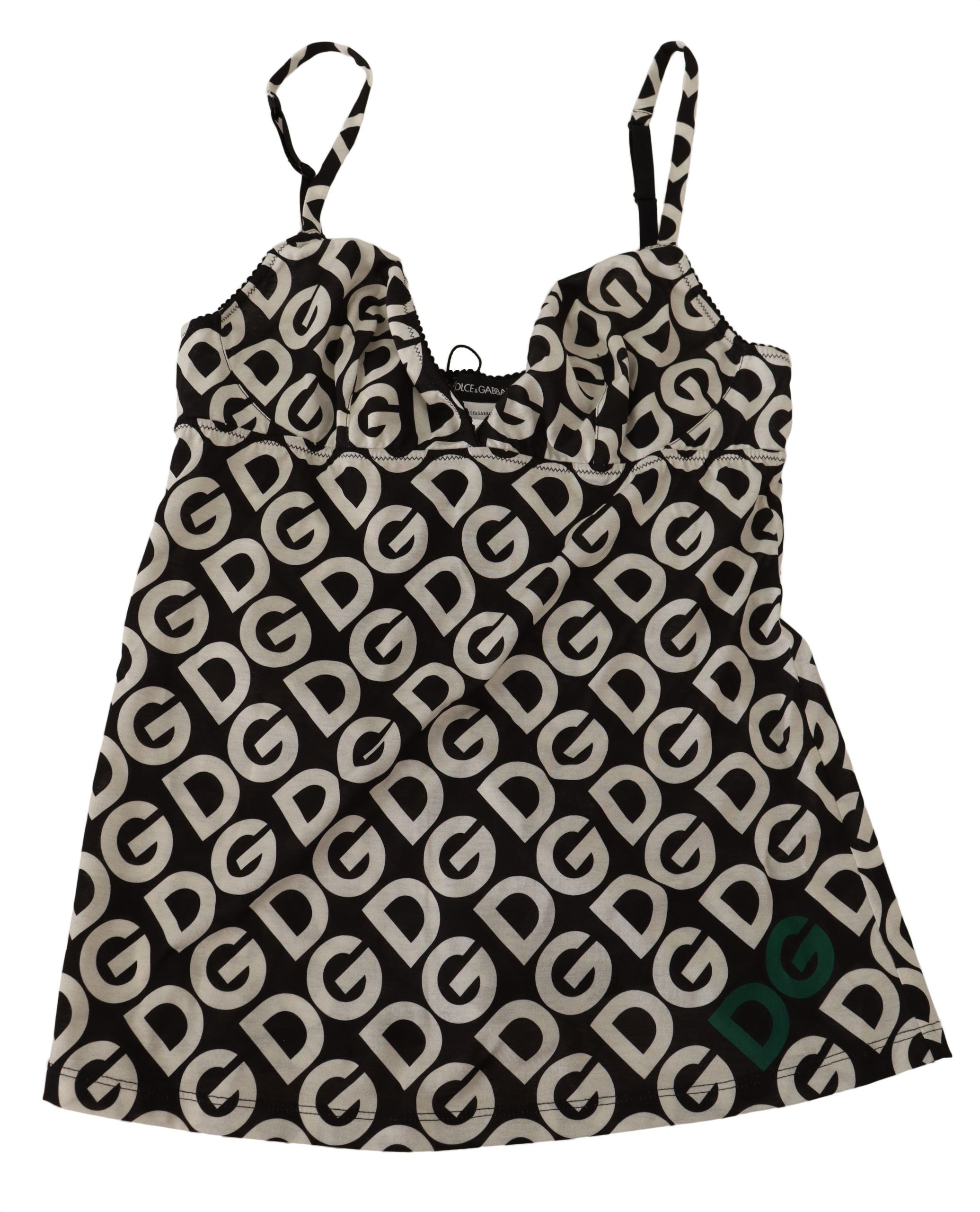 Dolce & Gabbana Black White Logo Print Camisole Top Underwear Dolce & Gabbana