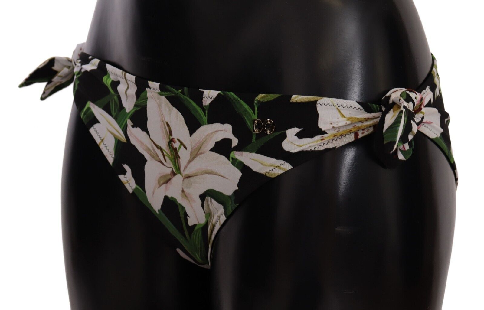 Dolce & Gabbana Bikini Bottom Black Lily Print Swimsuit Swimwear Dolce & Gabbana