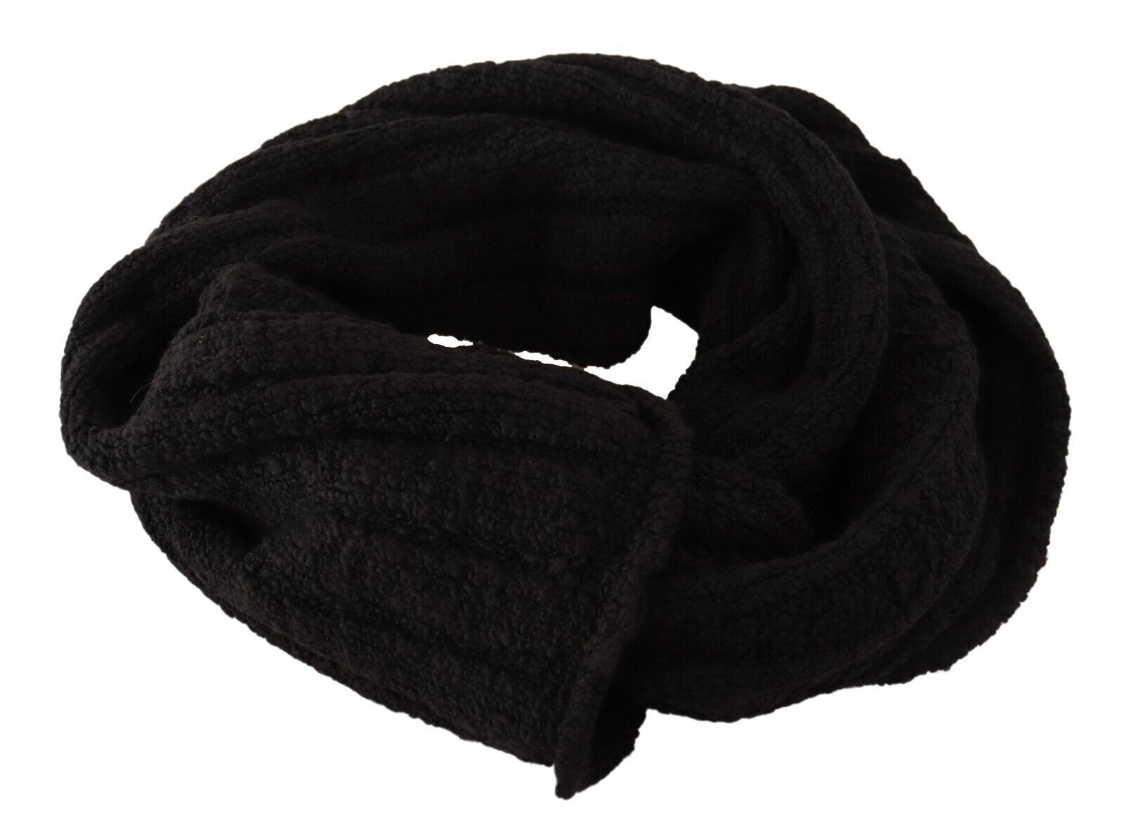 Dolce & Gabbana Black Virgin Wool Knitted Unisex Warmer Shawl Scarf Dolce & Gabbana