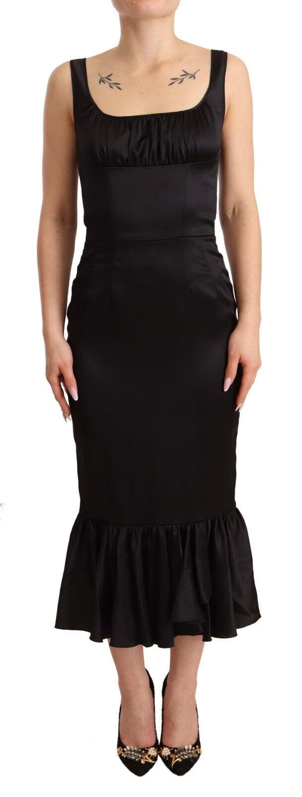 Dolce & Gabbana Black Silk Stretch Sheath Mermaid Midi Dress Dolce & Gabbana