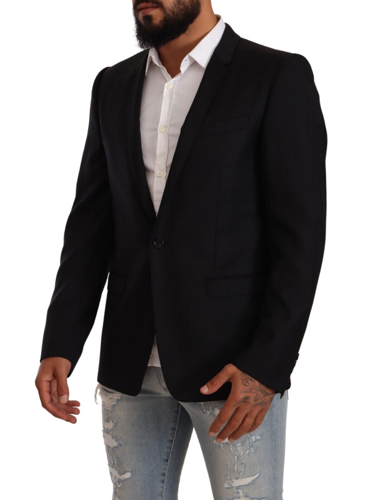 Dolce & Gabbana Black Wool Single Breasted Suit GOLD Jacket Dolce & Gabbana