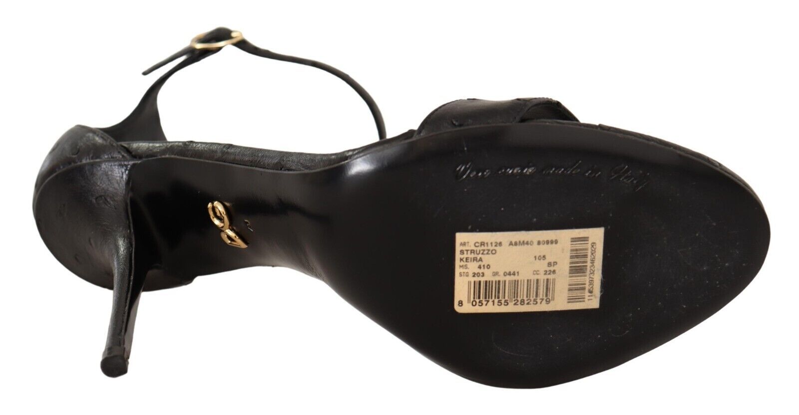 Dolce & Gabbana Black Ostrich Ankle Strap Heels Sandals Shoes Dolce & Gabbana