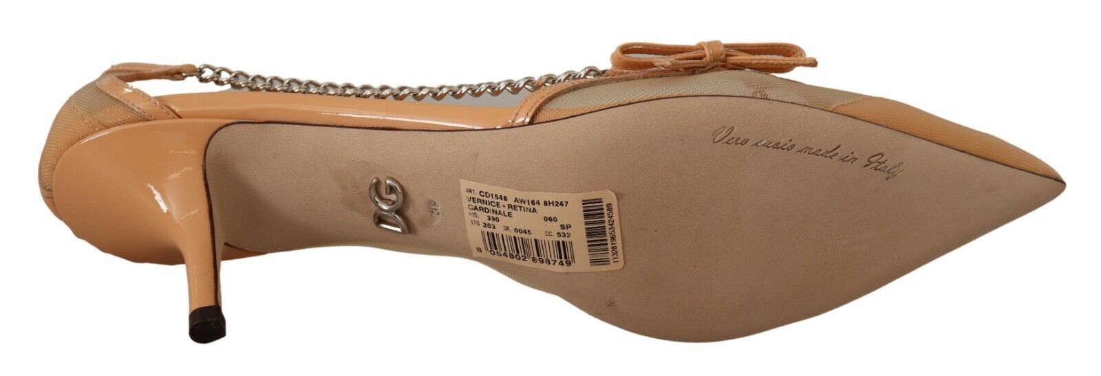 Dolce & Gabbana Peach Mesh Leather Chains Heels Pumps Shoes Dolce & Gabbana