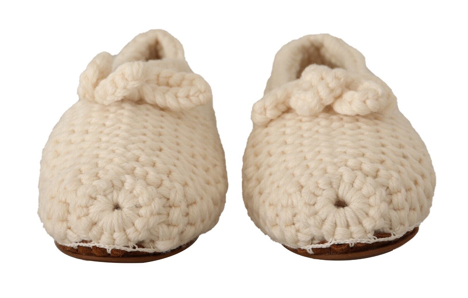 Dolce & Gabbana White Slip On Ballerina Flats Wool Knit Shoes Dolce & Gabbana