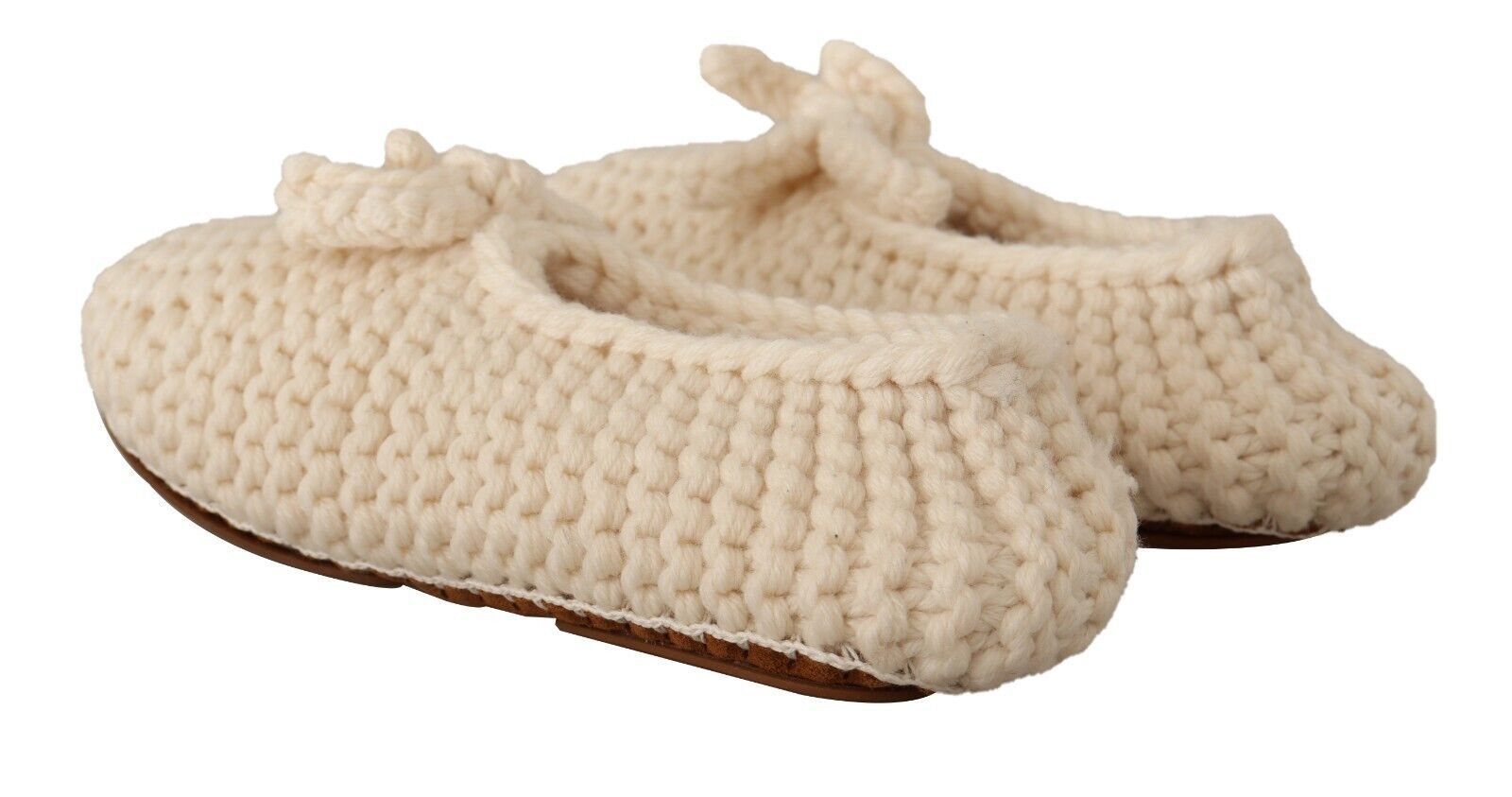 Dolce & Gabbana White Slip On Ballerina Flats Wool Knit Shoes Dolce & Gabbana
